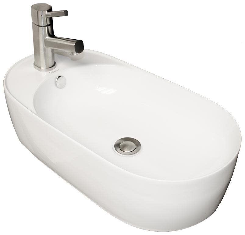 Photos - Bathroom Sink Isabella Whitehaus WHKN1016A 24" Vessel with Faucet Hole and Overflow White Sinks s Sinks Only