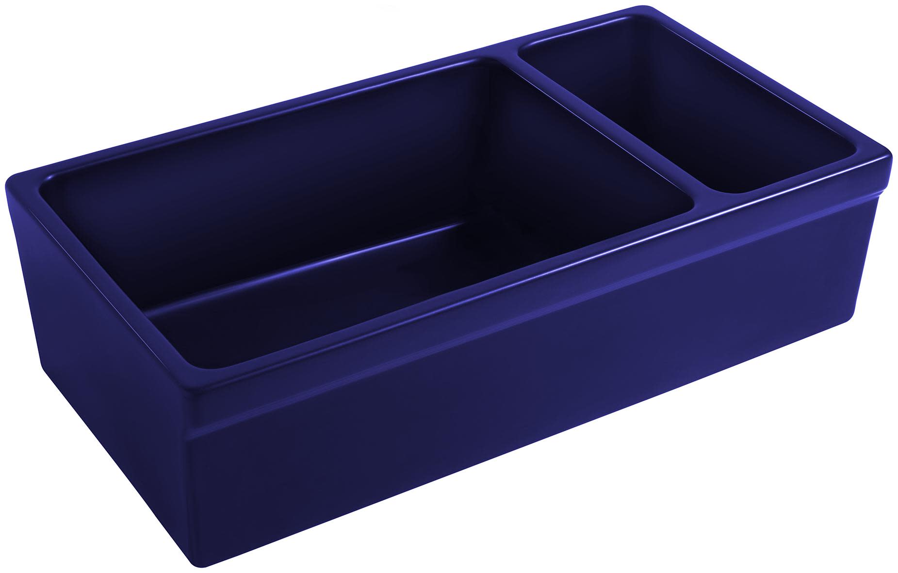 Photos - Kitchen Sink Quatro Whitehaus WHQDB542 36"  Alcove Double Basin Reversible Fireclay Farm House Sink from the Farmhaus Collection - Apron F 