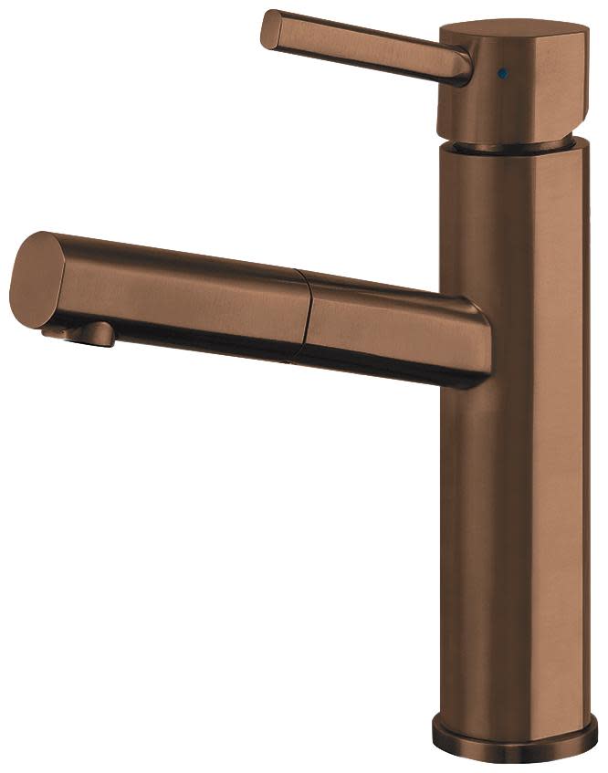 Photos - Tap SOLID Whitehaus WHS1394-PSK Waterhaus  Stainless Steel Single Hole Single Lever Kitchen Faucet with Pull-Out Head Copper Fauc 