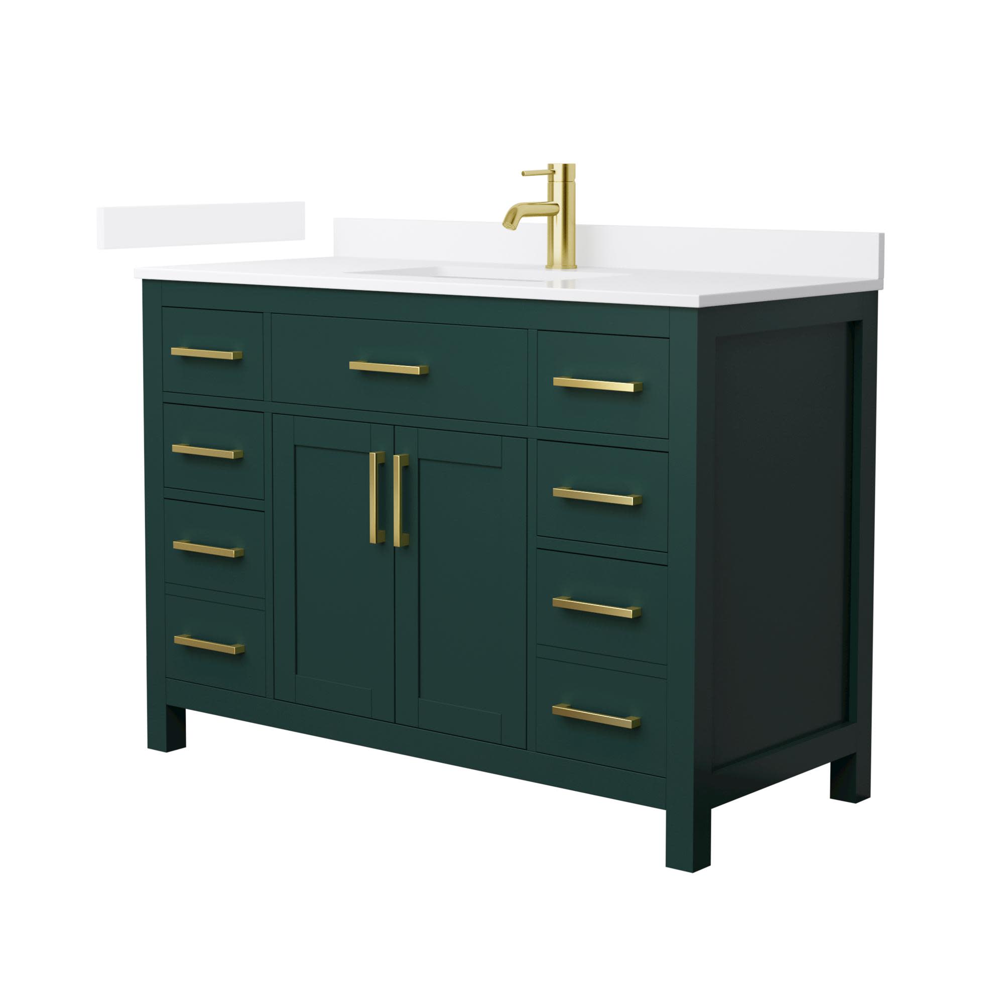Photos - Washbasin cabinet Wyndham Collection WCG2424-48S-QTZ-UNSMXX Beckett 48" Free Standing Single Basin Vanity Set with Cabinet and Quartz Vanity T 