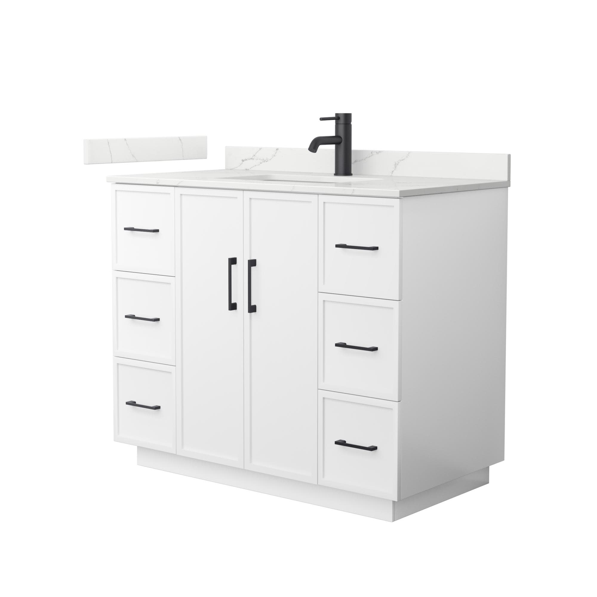Photos - Washbasin cabinet Wyndham Collection WCH7474-42S-QTZ-UNSMXX Elan TK 42" Free Standing Single Basin Vanity Set with Cabinet and Quartz Vanity T 