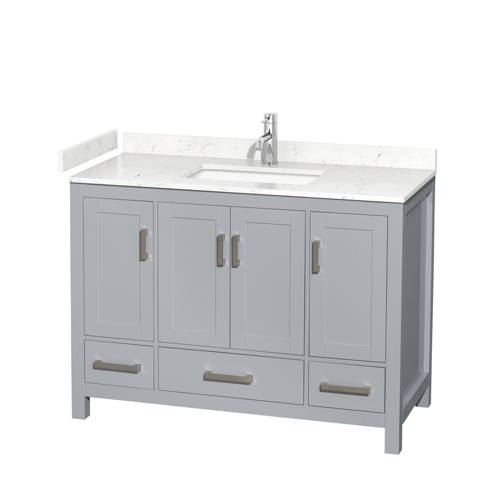 Photos - Washbasin cabinet Wyndham Collection WCS141448S-VCA-MXX Sheffield 48" Free Standing Single Basin Vanity Set with Hardwood Cabinet and Cultured