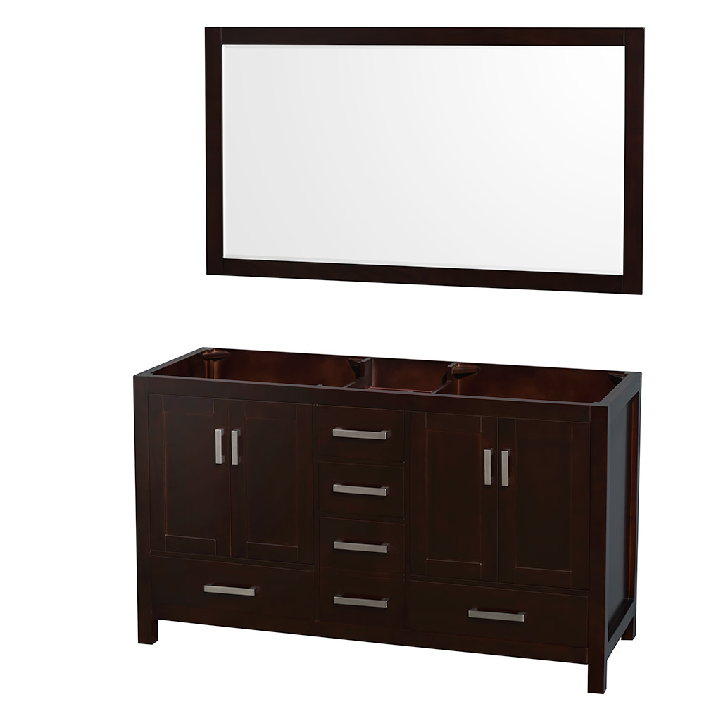 Photos - Washbasin cabinet Wyndham Collection WCS141460DSXXM58 Sheffield 60" Double Free Standing Vanity Cabinet - Less Vanity Top Espresso Bathroom St 