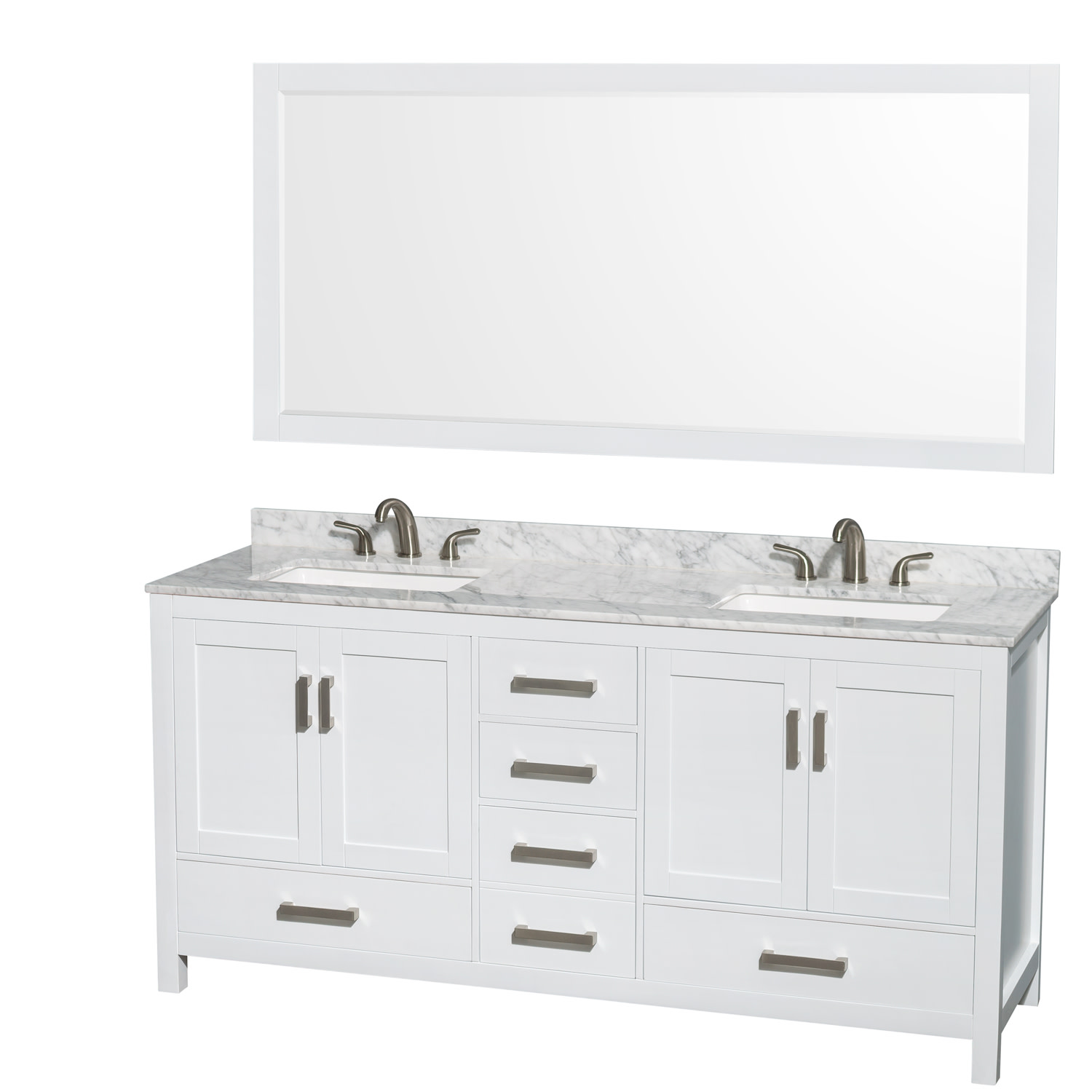 Photos - Washbasin cabinet Wyndham Collection WCS141472DCMUS3M70 Sheffield 72" Free Standing Double Basin Vanity Set with Wood Cabinet Marble Vanity To 