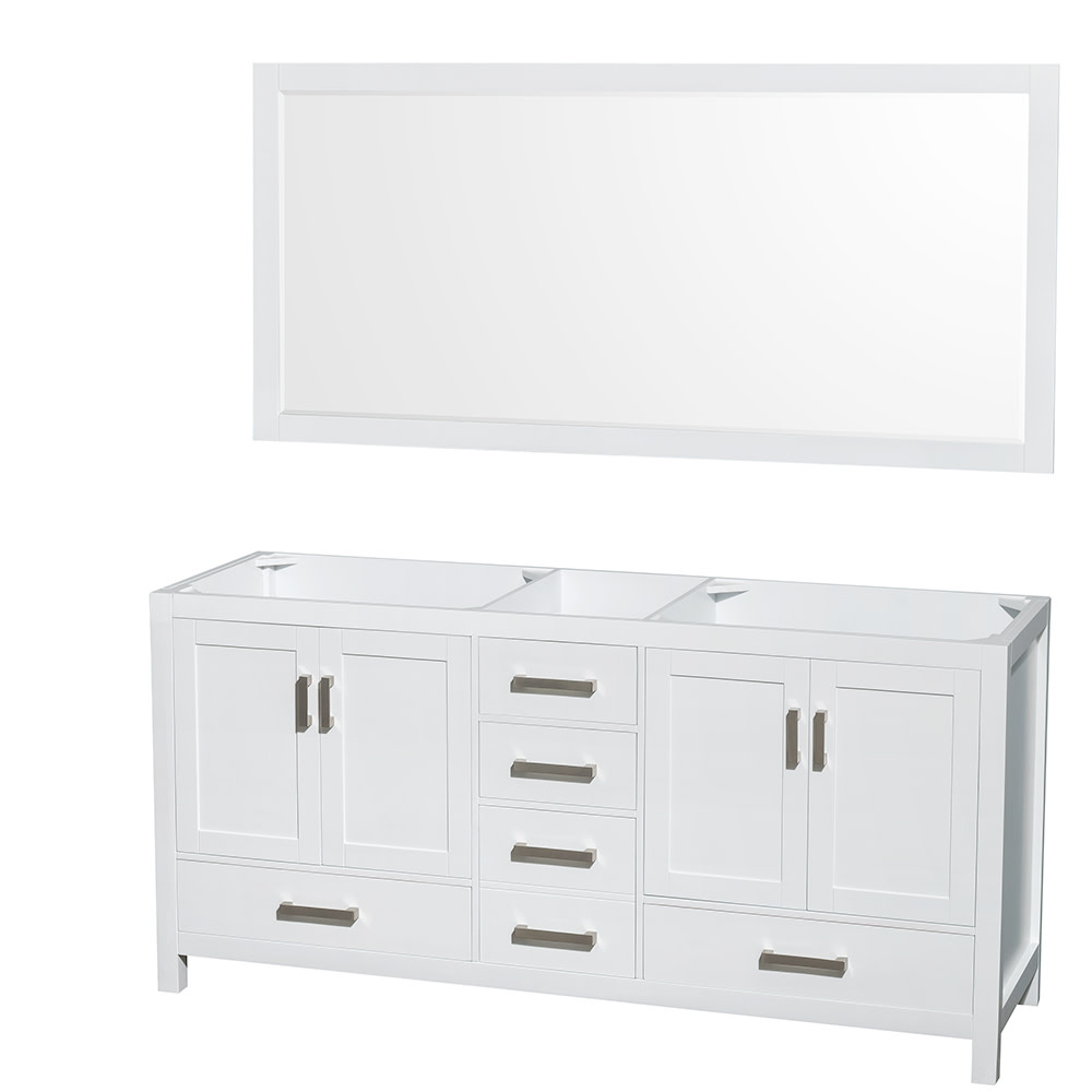 Photos - Washbasin cabinet Wyndham Collection WCS141472DSXXM70 Sheffield 71" Double Free Standing Vanity Cabinet - Less Vanity Top White Bathroom Stora 