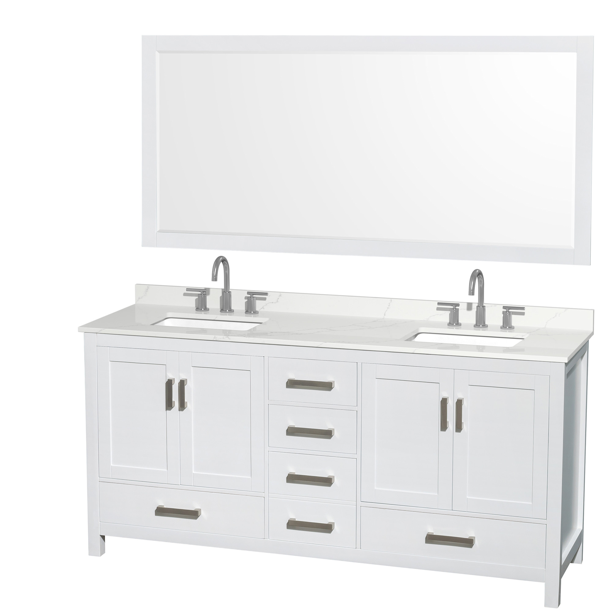 Photos - Washbasin cabinet Wyndham Collection WCS141472D-QTZ-US3M70 Sheffield 72" Free Standing Double Basin Vanity Set with Cabinet Quartz Vanity Top