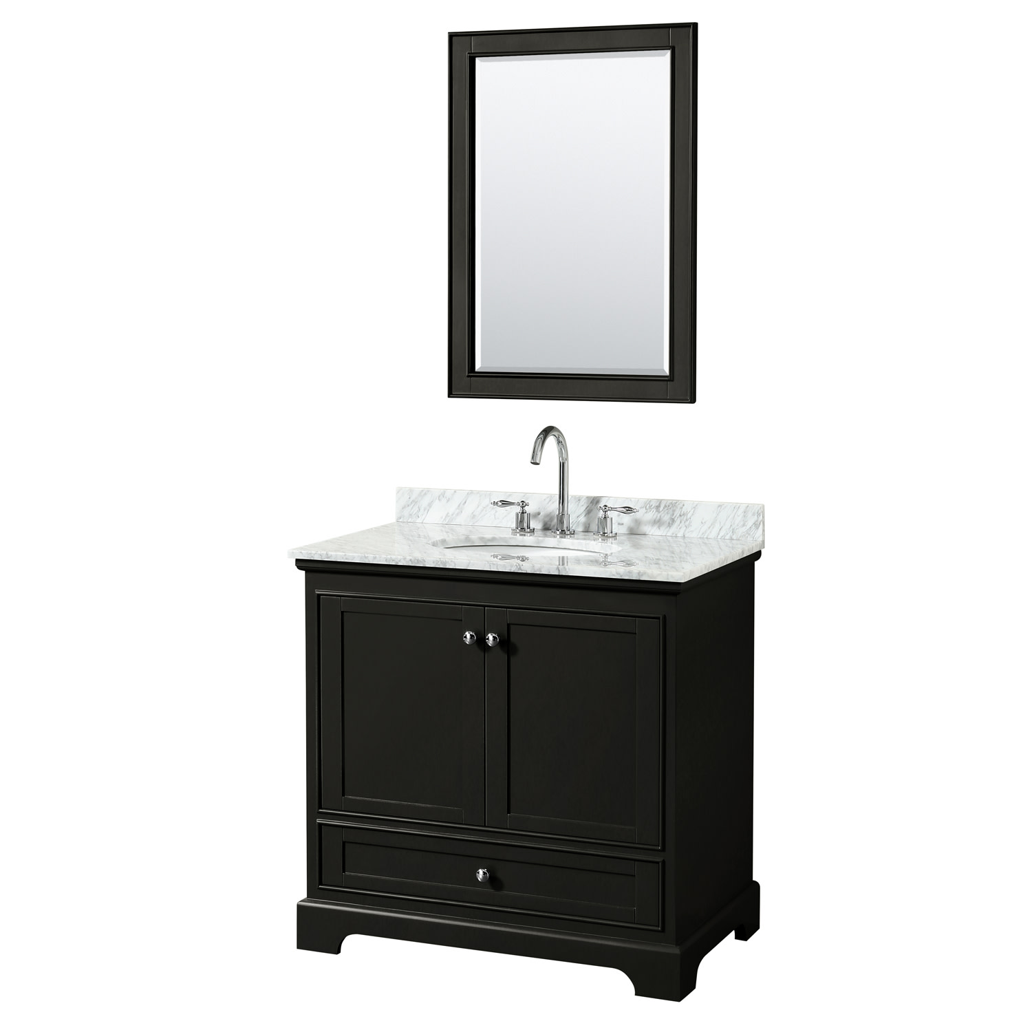 Photos - Washbasin cabinet Wyndham Collection WCS202036SCMUNOM24 Deborah 36" Free Standing Single Vanity Set with Wood Cabinet Marble Vanity Top and Fr