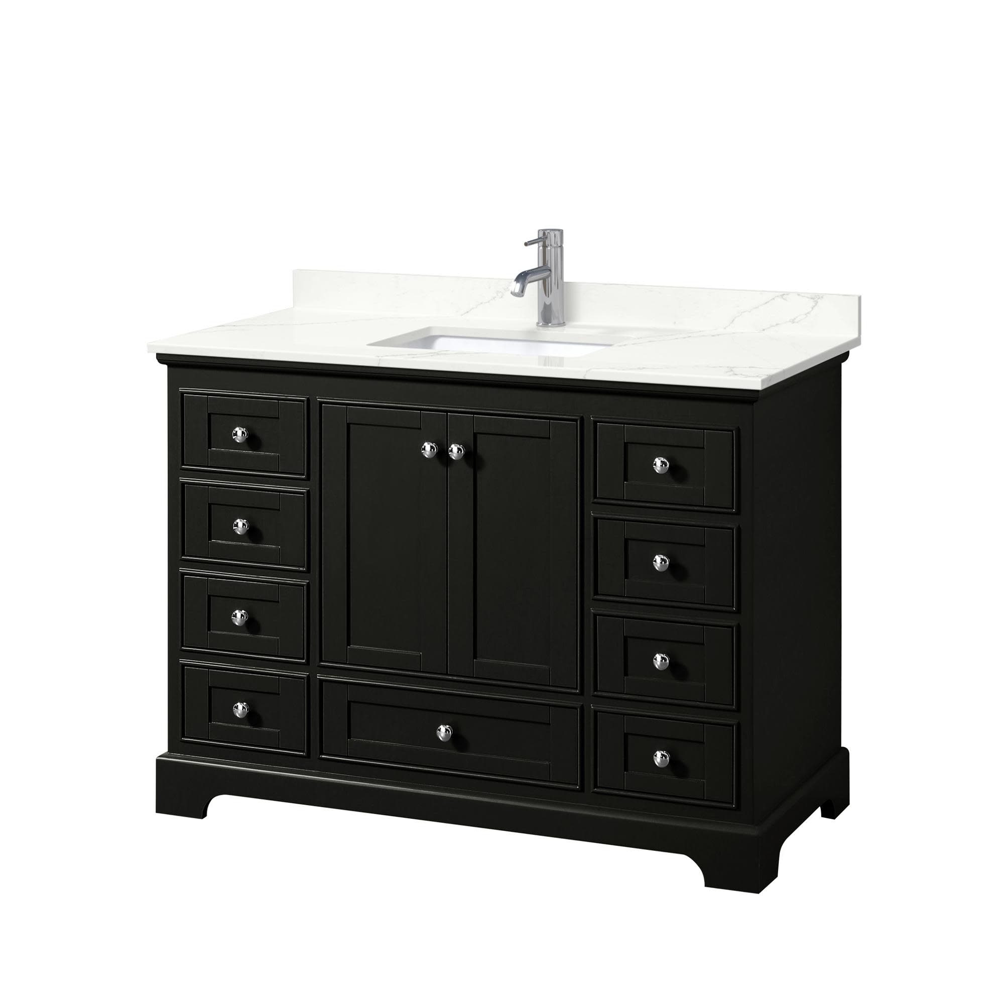 Photos - Washbasin cabinet Wyndham Collection WCS202048S-QTZ-UNSMXX Deborah 48" Free Standing Single Basin Vanity Set with Cabinet and Quartz Vanity To 