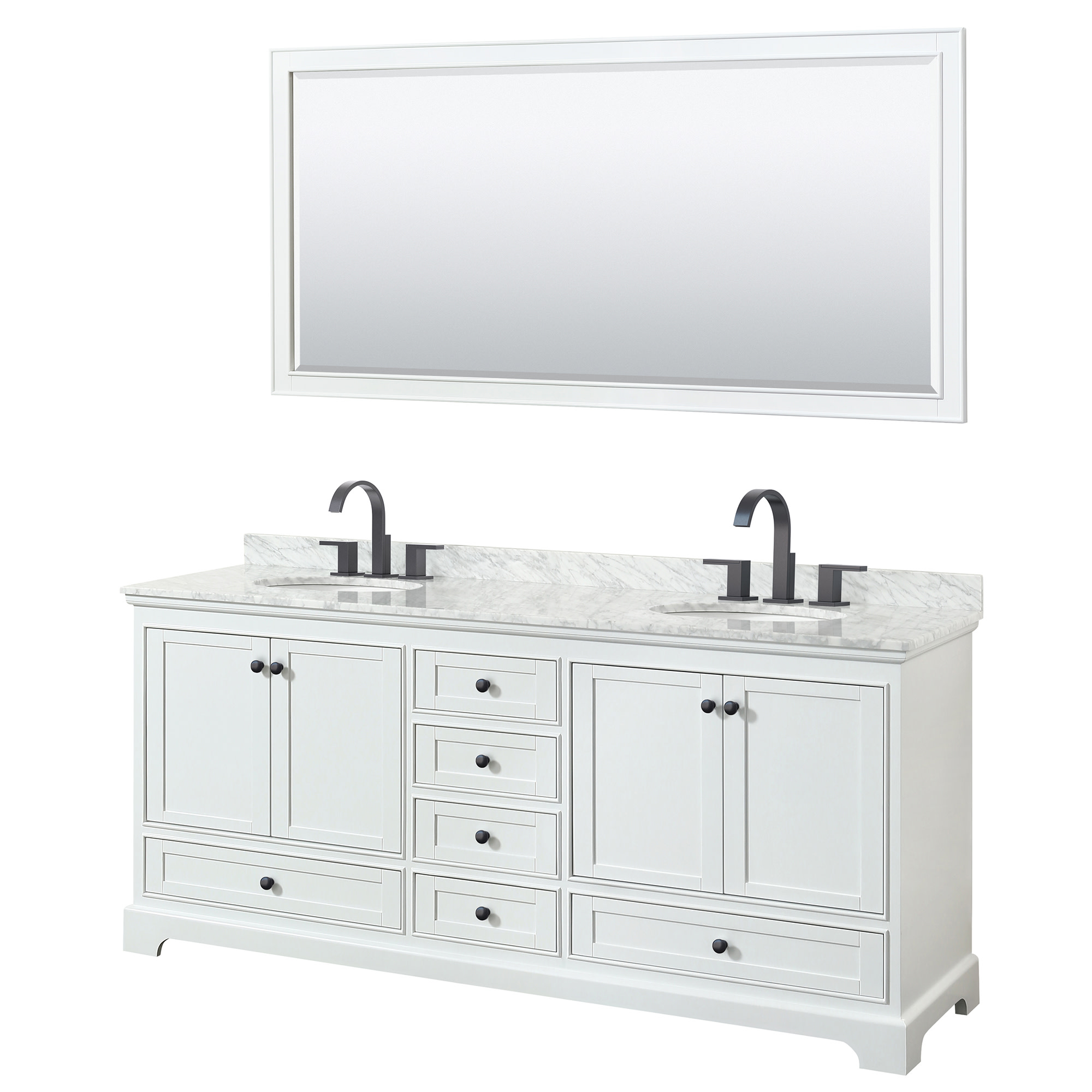 Photos - Washbasin cabinet Wyndham Collection WCS202080DCMUNOM70 Deborah 80" Free Standing Double Vanity Set with Wood Cabinet Marble Vanity Top and Fr 