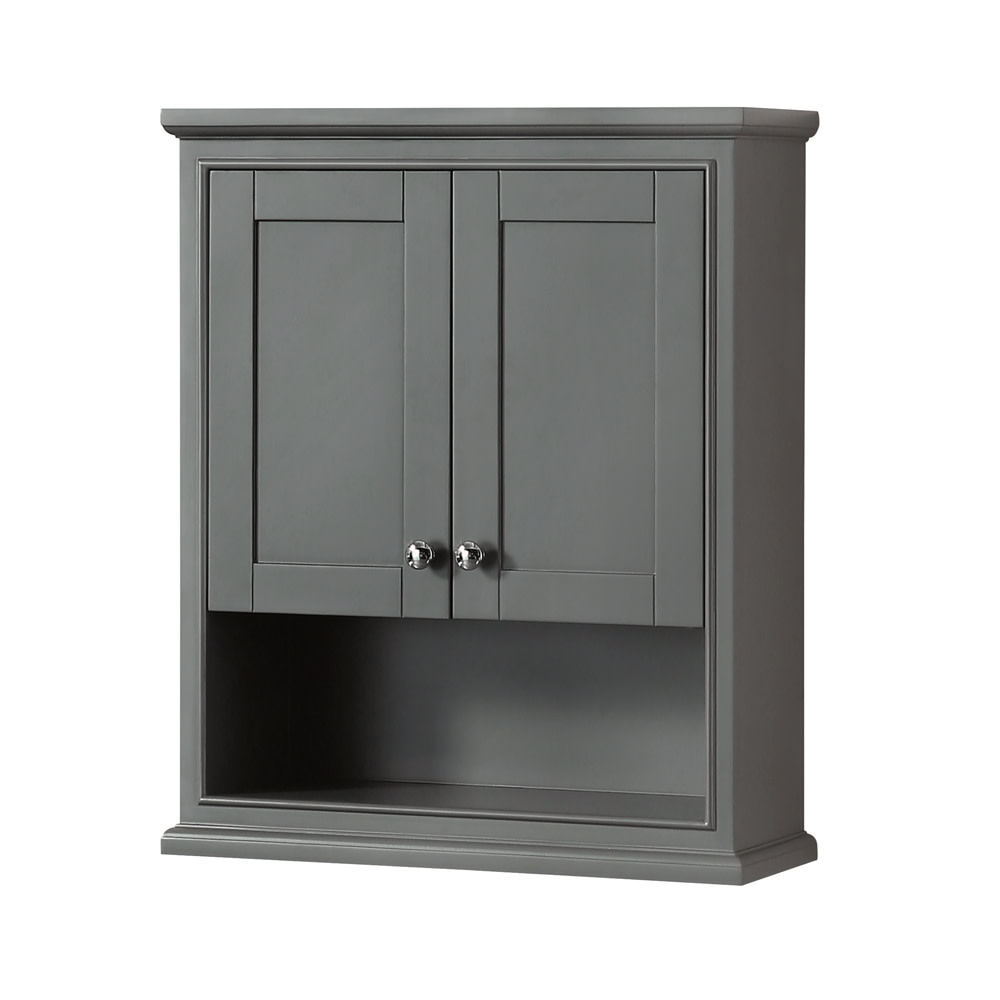 Photos - Wardrobe Wyndham Collection WCS2020WC Deborah 30" Wood Wall Mounted Bathroom Cabinet Dark Gray / Polished Chrome Hardware Bathroom Ca 