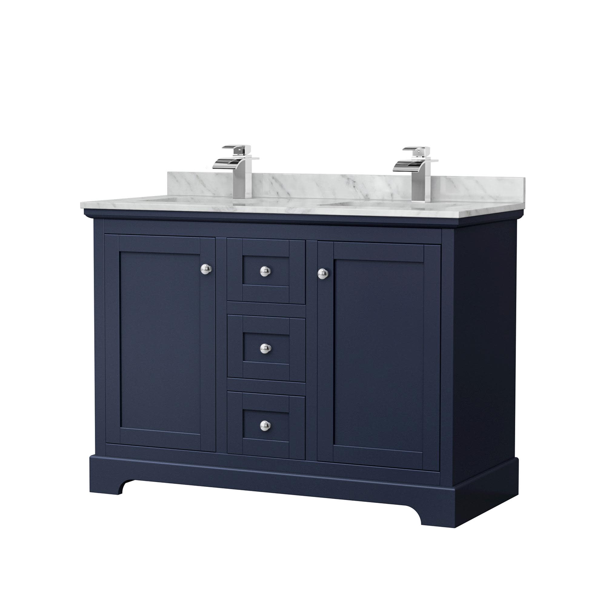 Photos - Washbasin cabinet Wyndham Collection WCV232348DCMUNSMXX Avery 48" Free Standing Double Basin Vanity Set with Cabinet and Marble Vanity Top Dar 