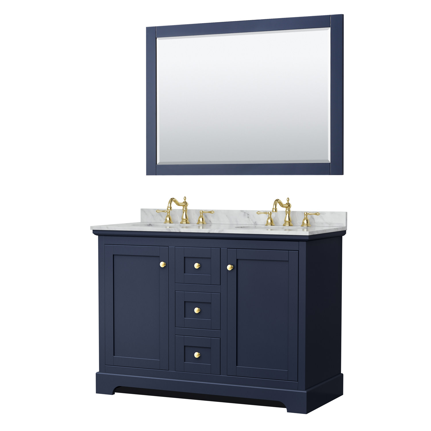 Photos - Washbasin cabinet Wyndham Collection WCV232348DCMUNOM46 Avery 48" Free Standing Double Basin Vanity Set with Cabinet Marble Vanity Top and Fra 