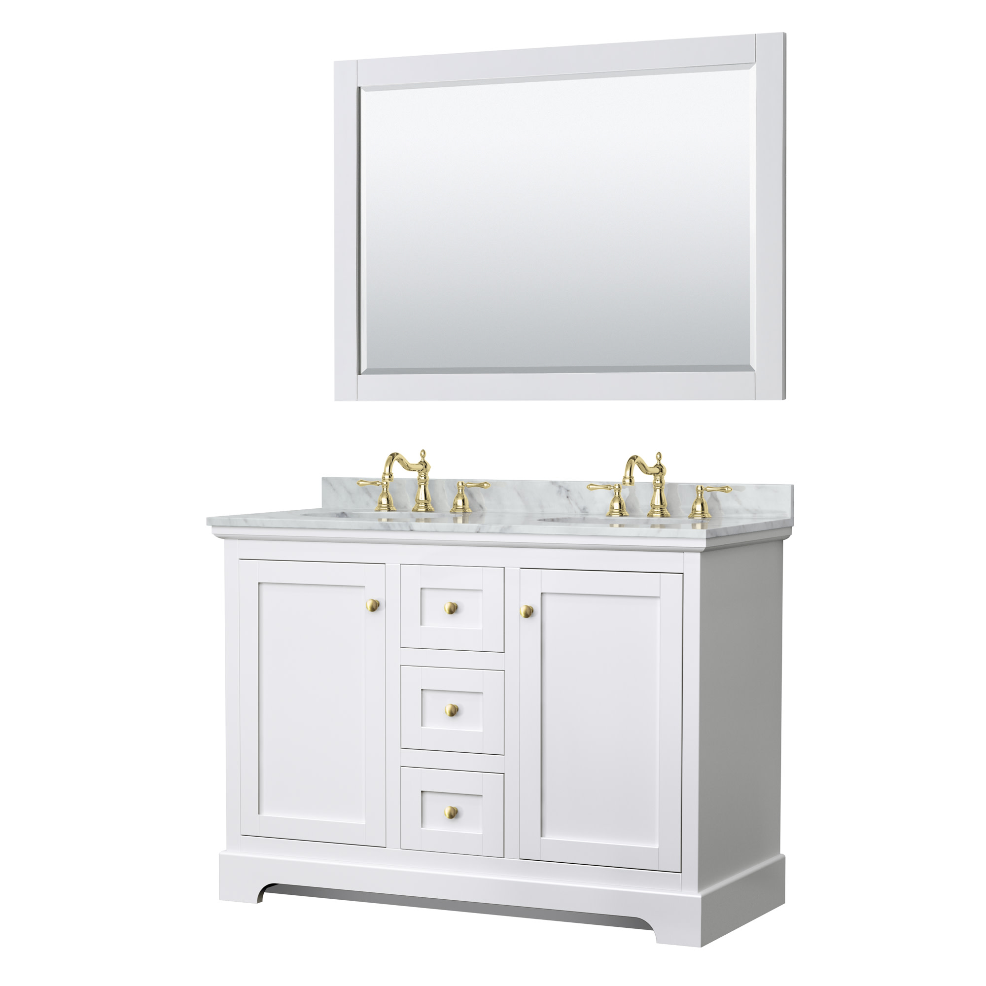 Photos - Washbasin cabinet Wyndham Collection WCV232348DCMUNOM46 Avery 48" Free Standing Double Basin Vanity Set with Cabinet Marble Vanity Top and Fra 