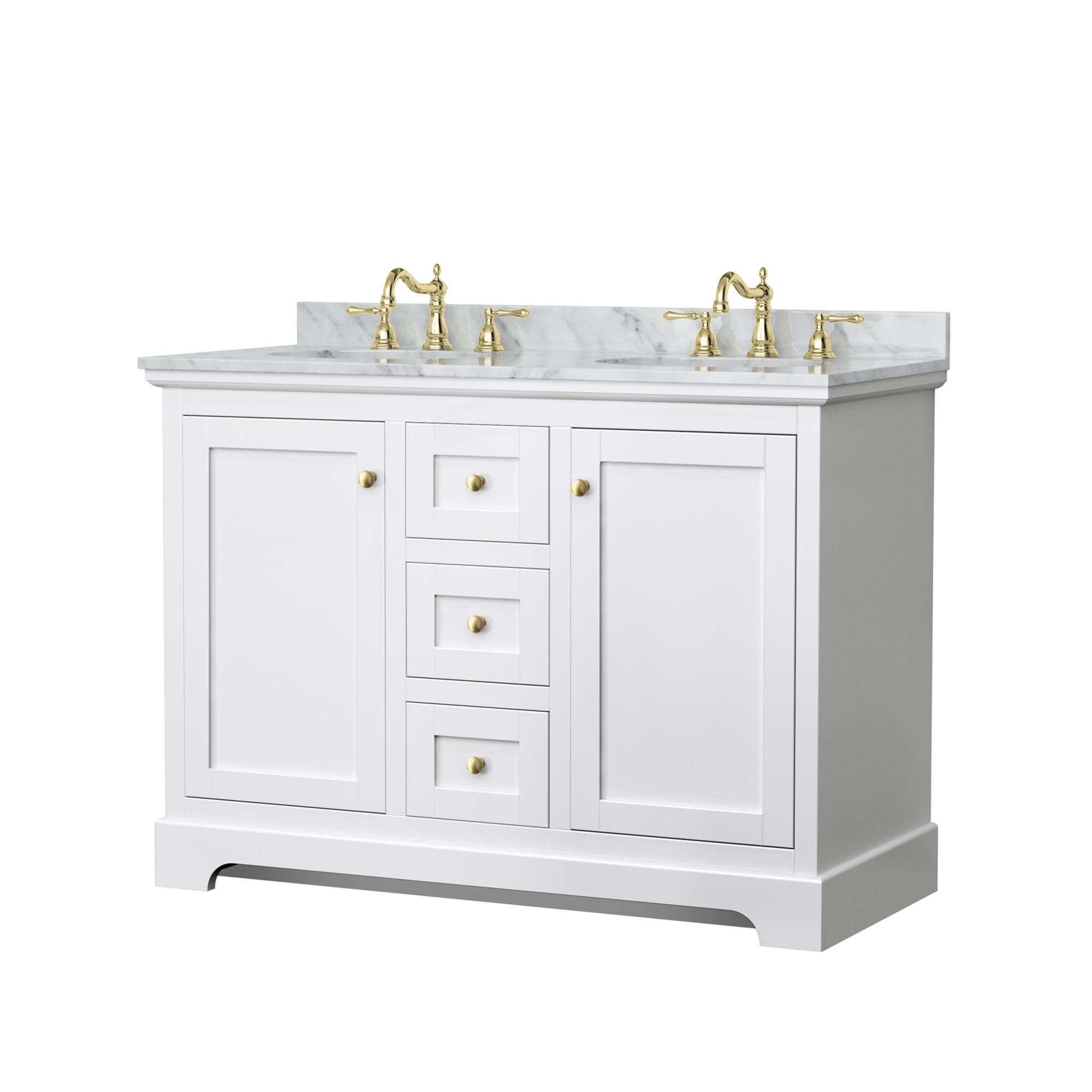 Photos - Washbasin cabinet Wyndham Collection WCV232348DCMUNOMXX Avery 48" Free Standing Double Basin Vanity Set with Cabinet and Marble Vanity Top Whi 