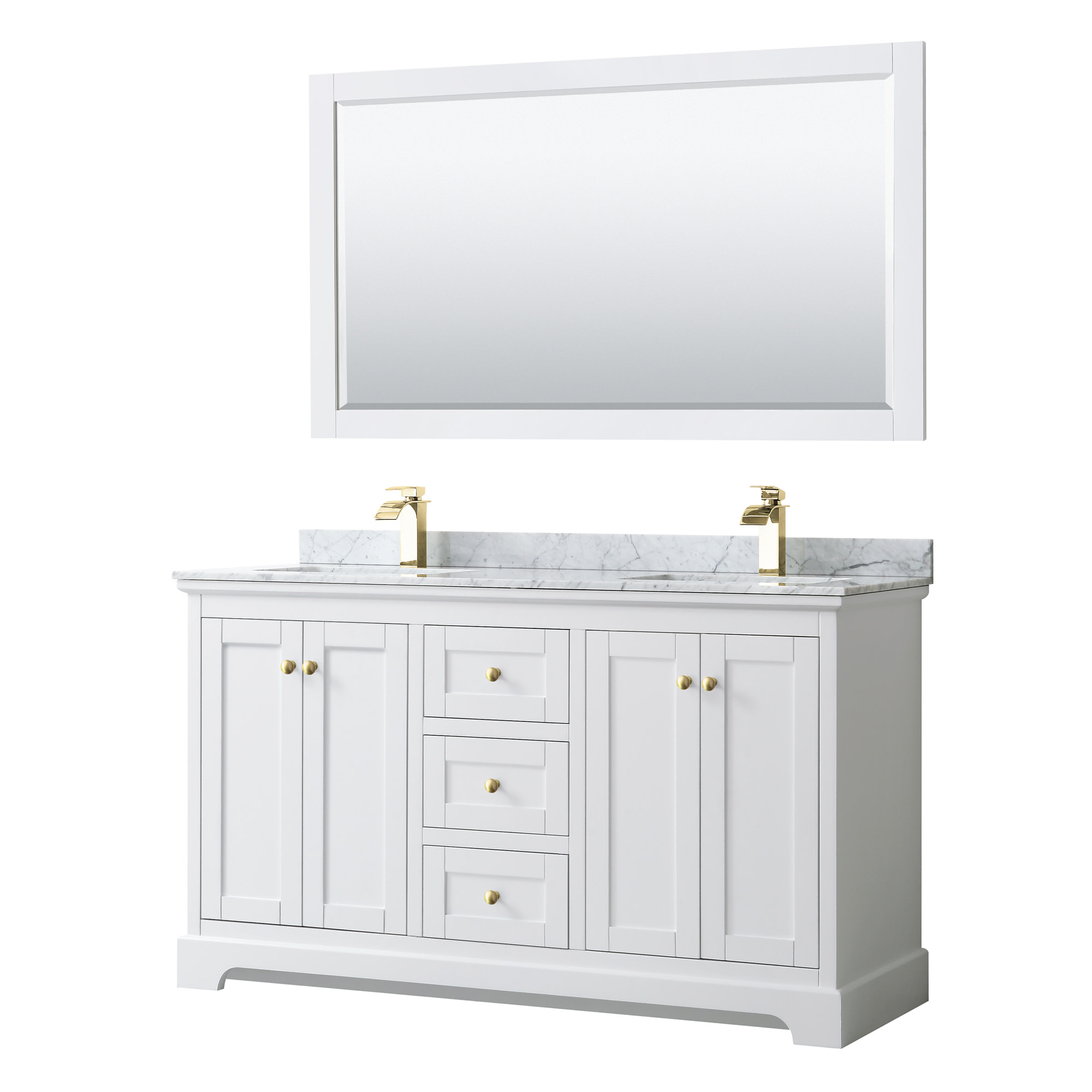 Photos - Washbasin cabinet Wyndham Collection WCV232360DCMUNSM58 Avery 60" Free Standing Double Basin Vanity Set with Cabinet Marble Vanity Top and Fra 