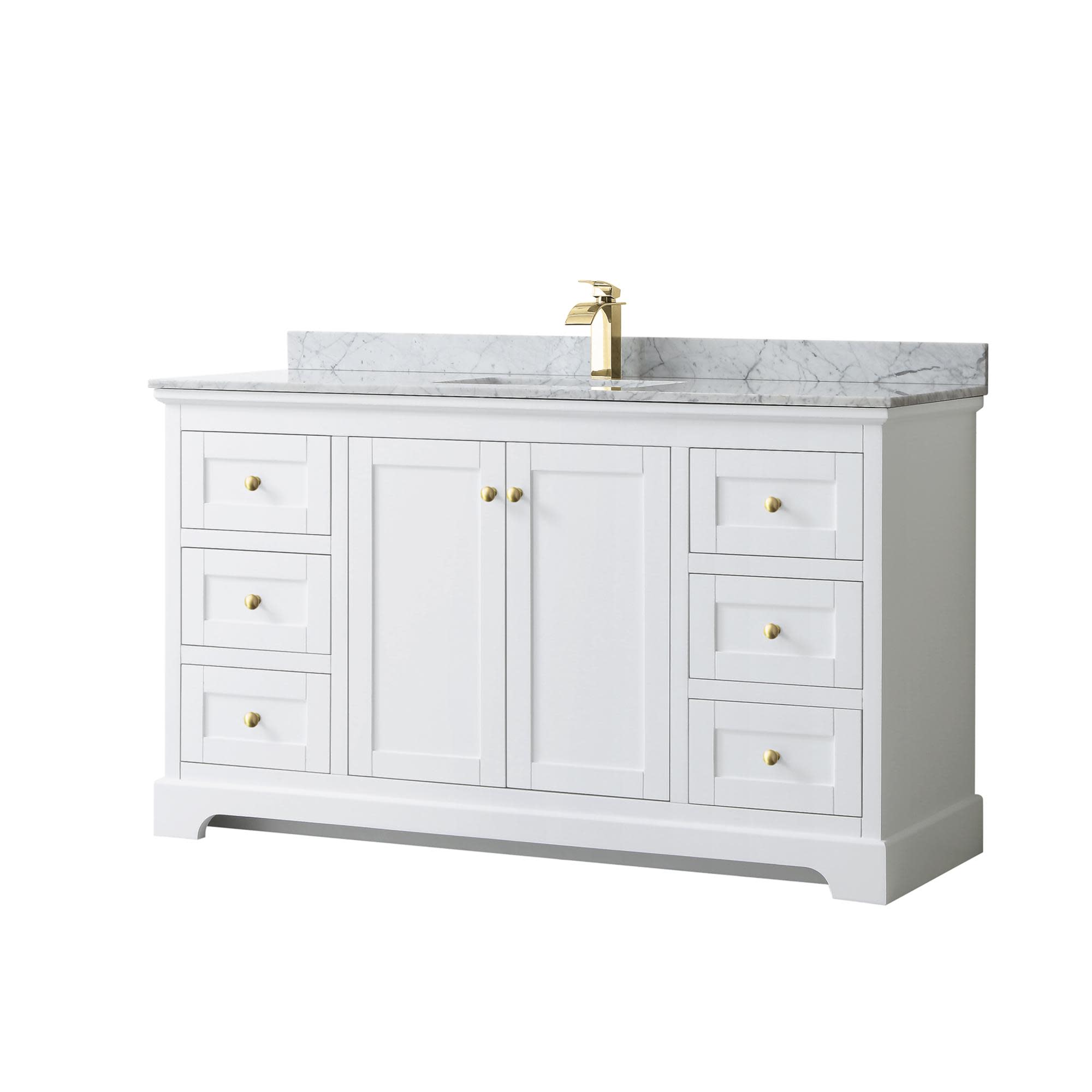 Photos - Washbasin cabinet Wyndham Collection WCV232360SCMUNSMXX Avery 60" Free Standing Single Basin Vanity Set with Cabinet and Marble Vanity Top Whi 