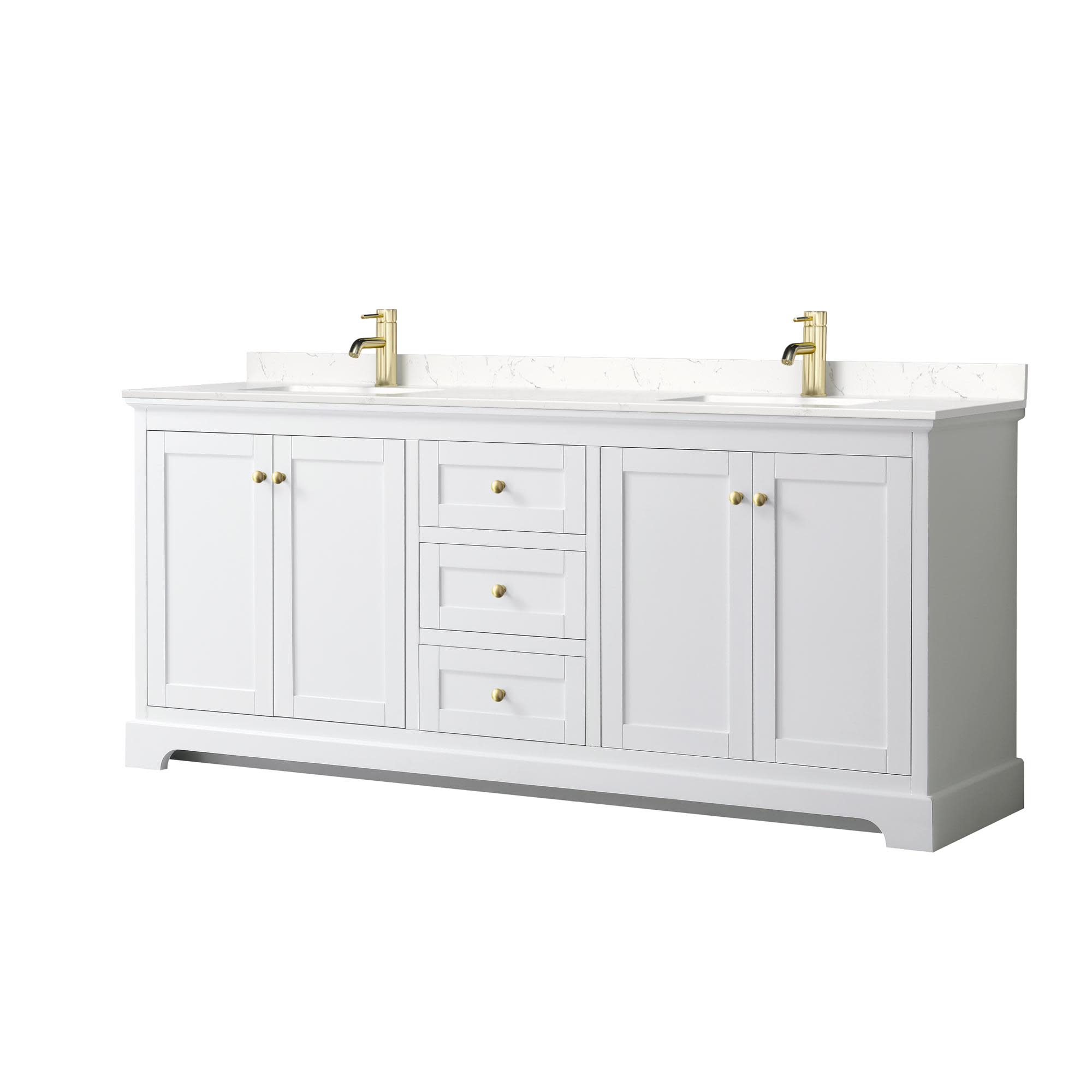 Photos - Washbasin cabinet Wyndham Collection WCV232380D-VCA-MXX Avery 80" Free Standing Double Basin Vanity Set with Cabinet and Cultured Marble Vanit 