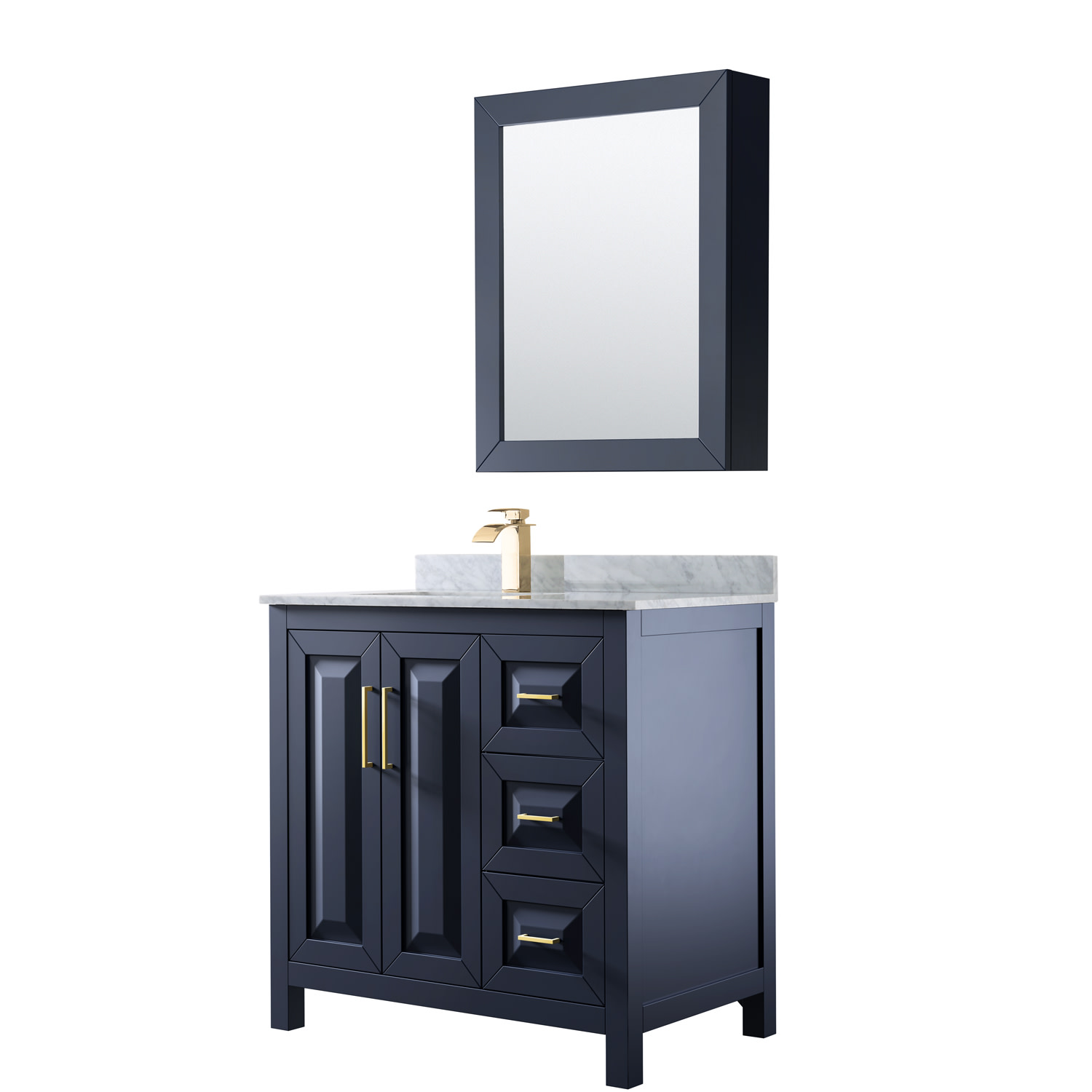 Photos - Washbasin cabinet Wyndham Collection WCV252536SUNSMED Daria 36" Free Standing Single Vanity Set with MDF Cabinet Marble Vanity Top Undermount 