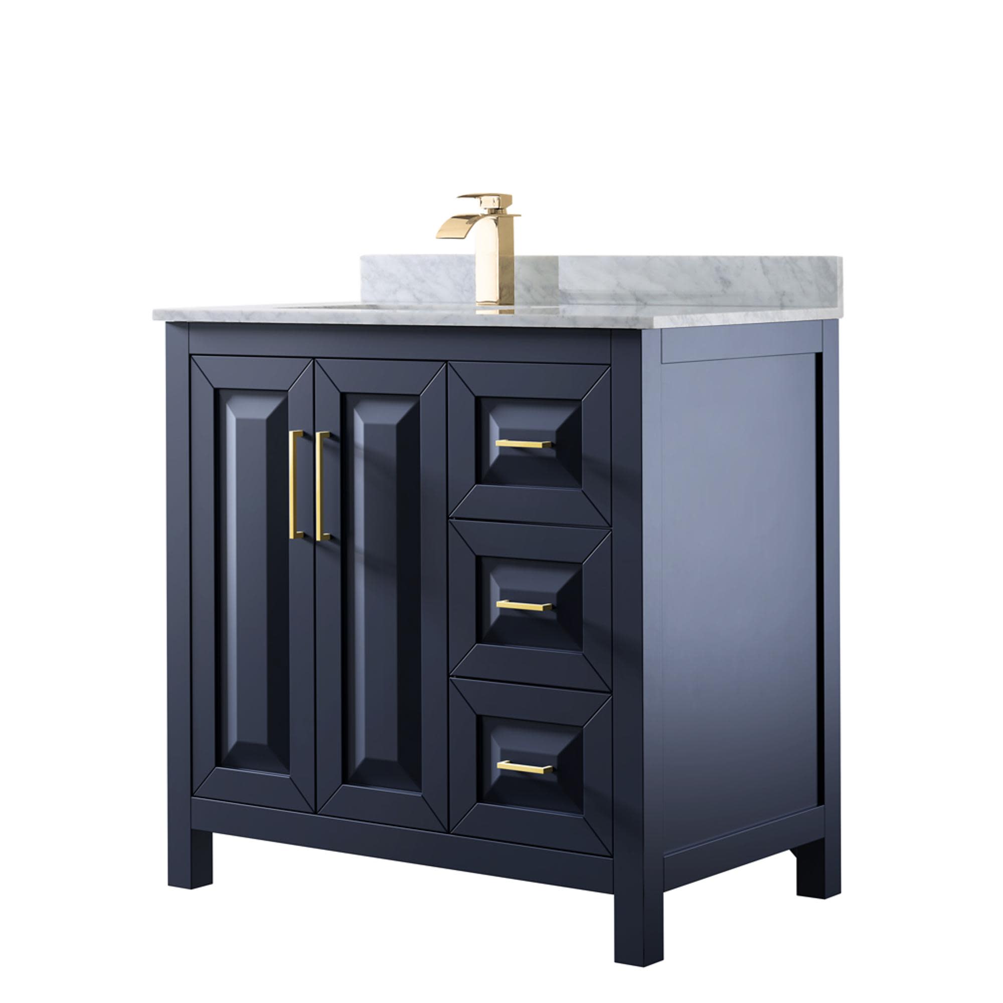 Photos - Washbasin cabinet Wyndham Collection WCV252536SUNSMXX Daria 36" Free Standing Single Vanity Set with MDF Cabinet Marble Vanity Top and Undermo 