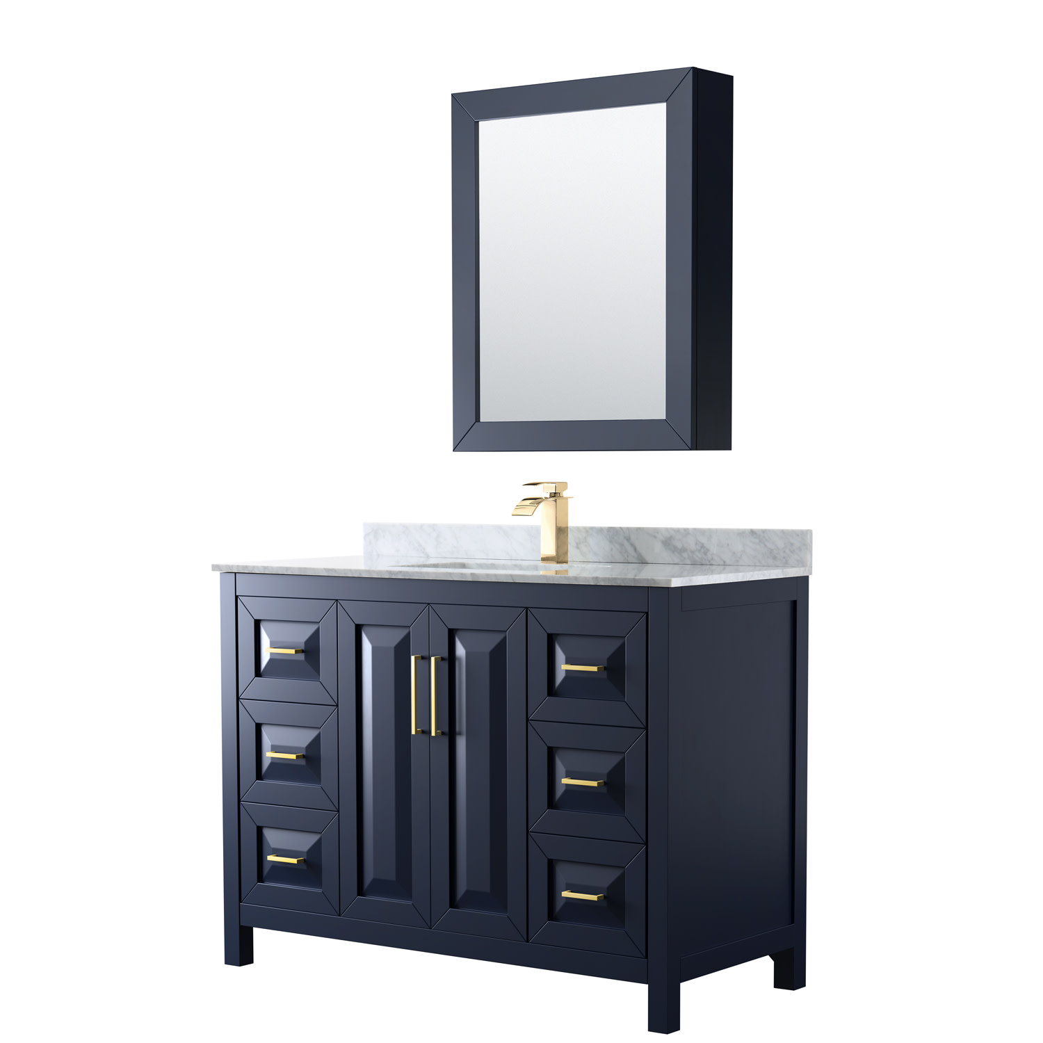 Photos - Washbasin cabinet Wyndham Collection WCV252548SUNSMED Daria 48" Free Standing Single Vanity Set with MDF Cabinet Marble Vanity Top Undermount 