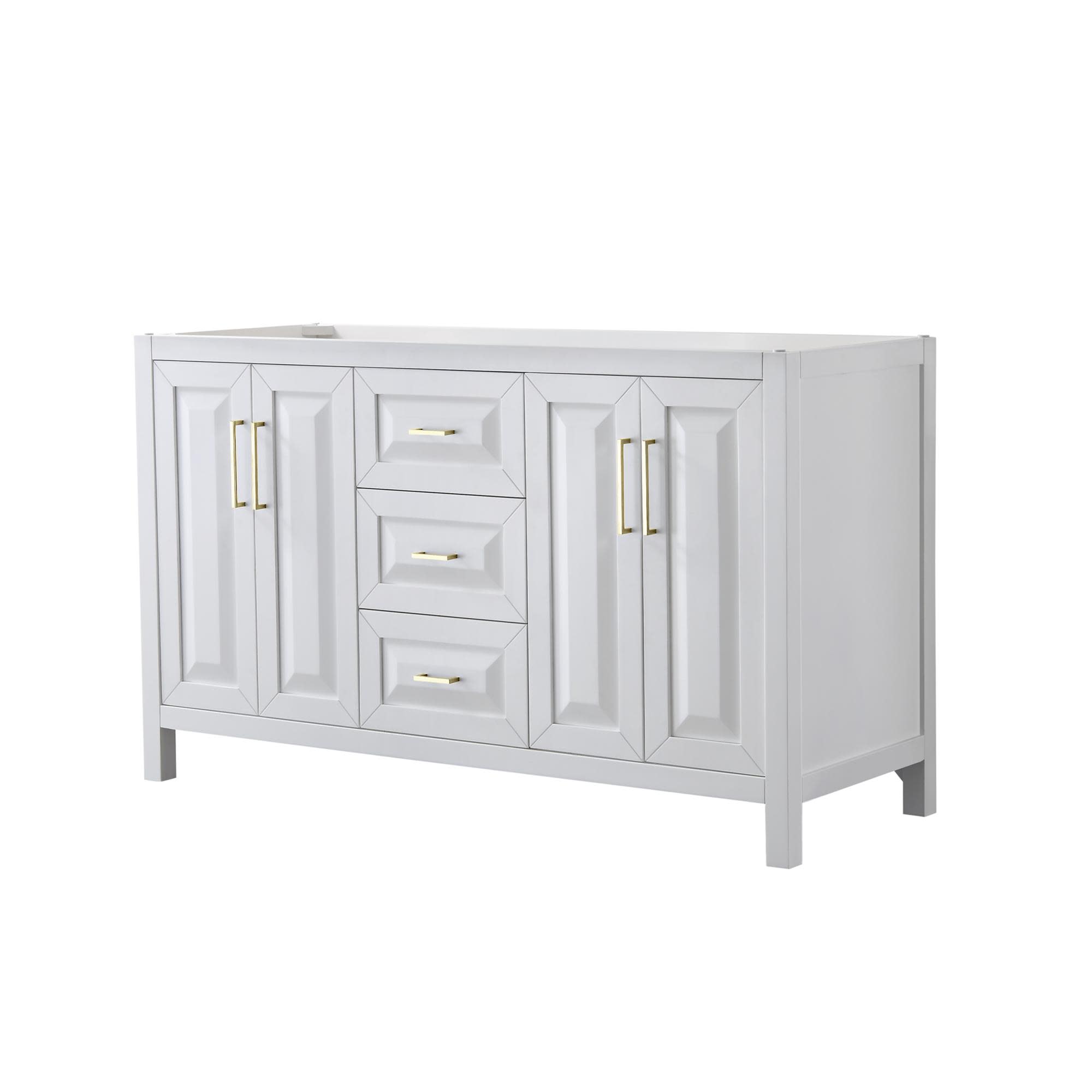 Photos - Washbasin cabinet Wyndham Collection WCV252560DCXSXXMXX Daria 59" Double Free Standing Vanity Cabinet Only - Less Vanity Top White / Brushed G 