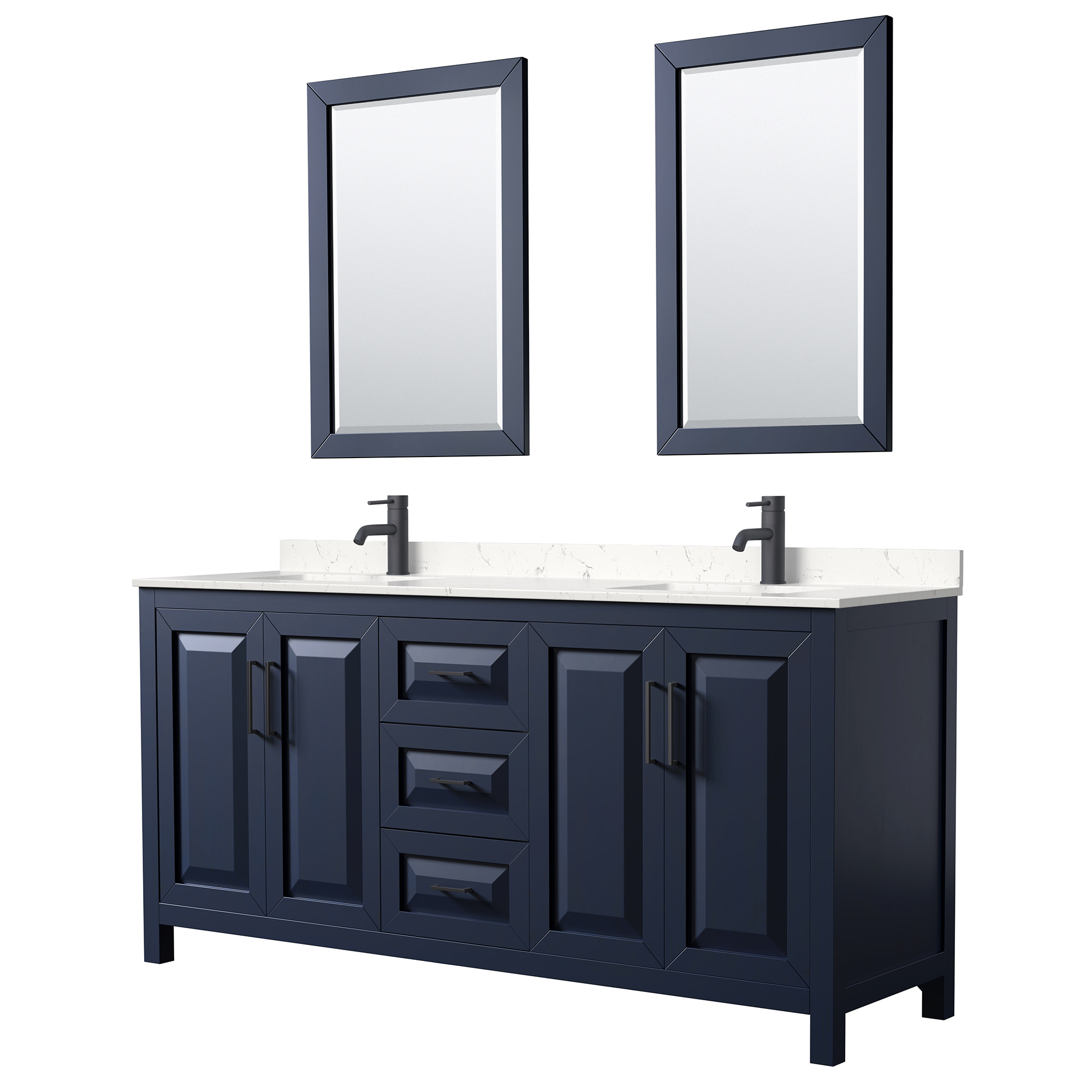 Photos - Washbasin cabinet Wyndham Collection WCV252572D-VCA-M24 Daria 72" Free Standing Double Basin Vanity Set with Cabinet Cultured Marble Vanity To