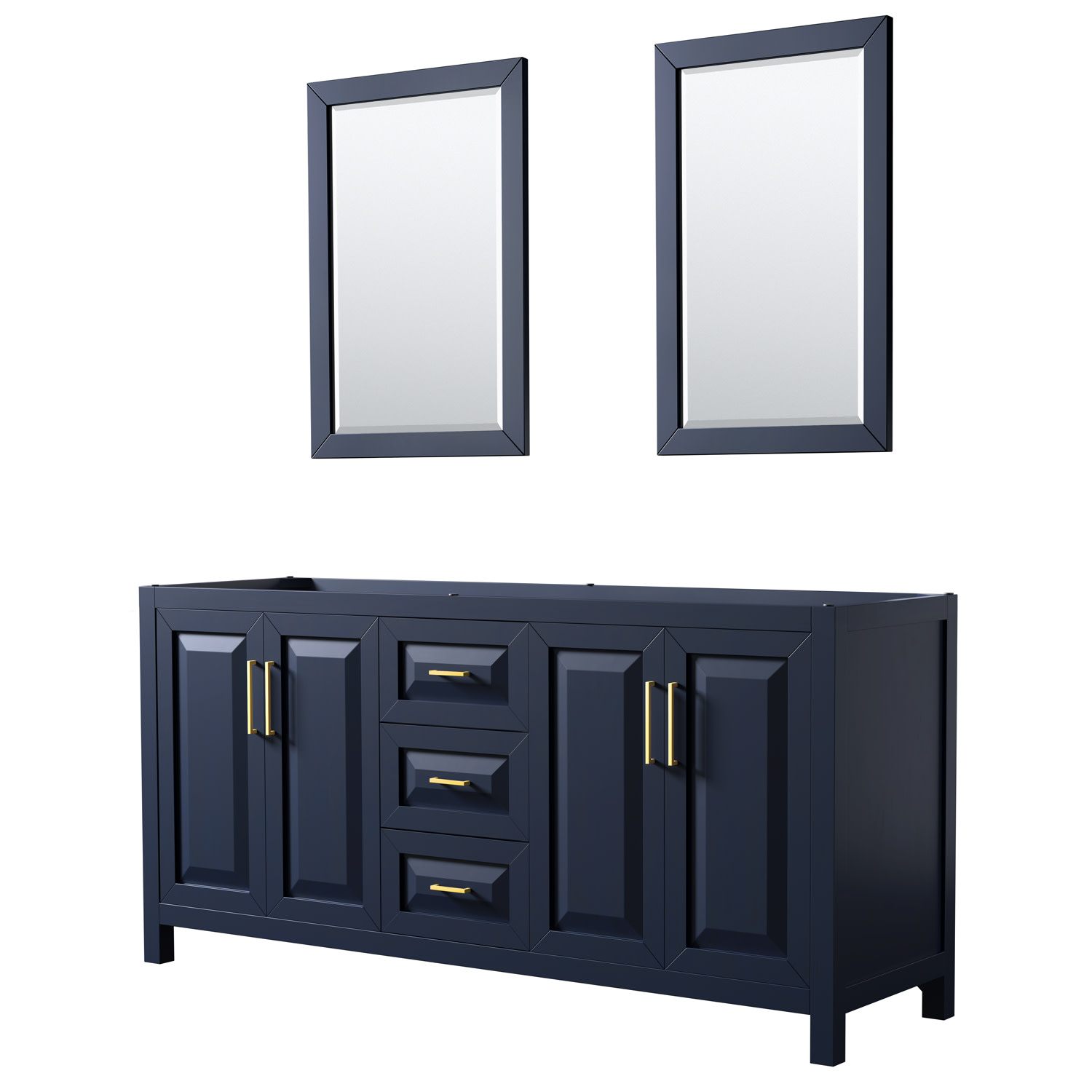 Photos - Washbasin cabinet Wyndham Collection WCV252572DCXSXXM24 Daria 71" Double Free Standing Vanity Cabinet - Less Vanity Top Dark Blue / Brushed Go 