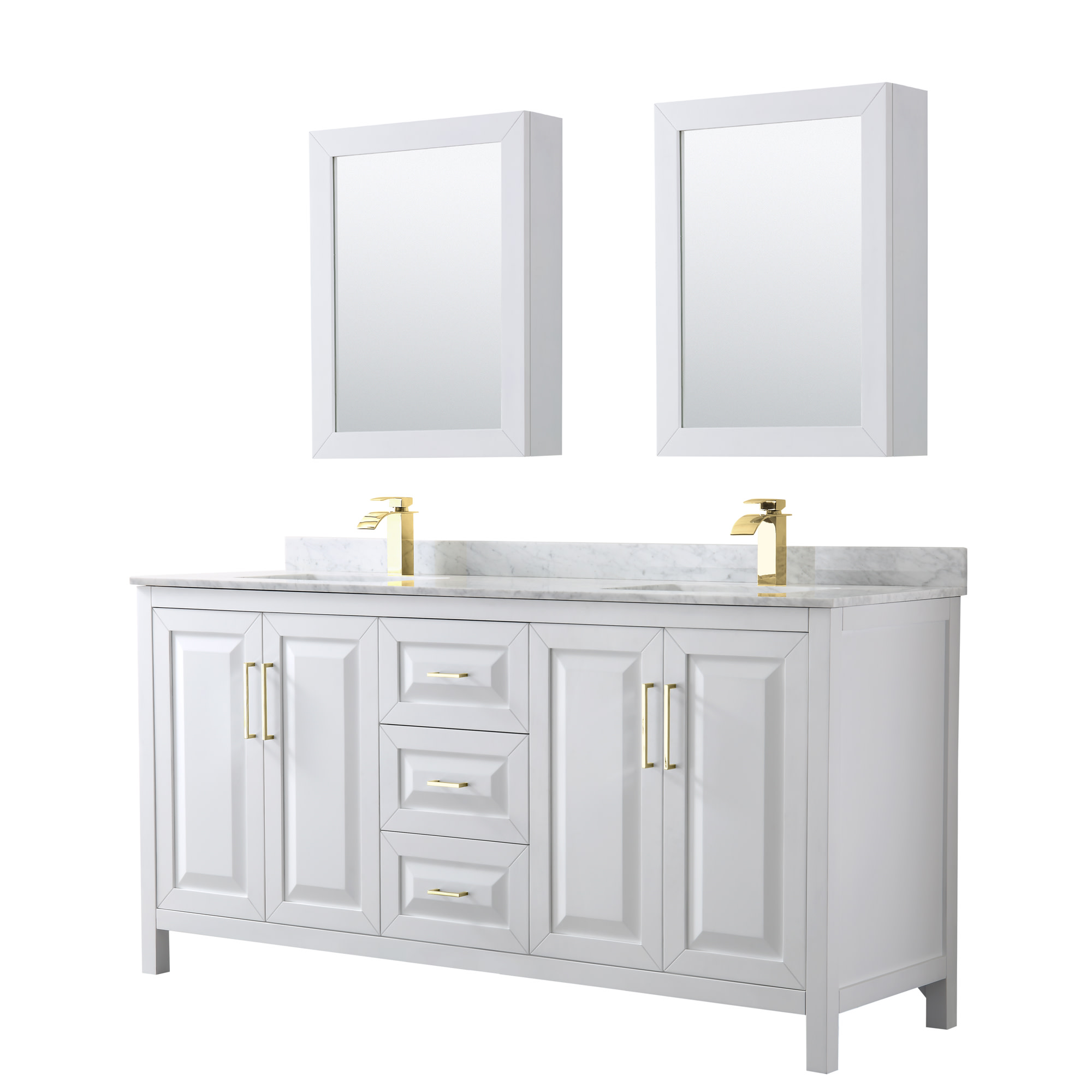 Photos - Washbasin cabinet Wyndham Collection WCV252572DUNSMED Daria 72" Free Standing Double Vanity Set with MDF Cabinet Marble Vanity Top 2 Undermoun 