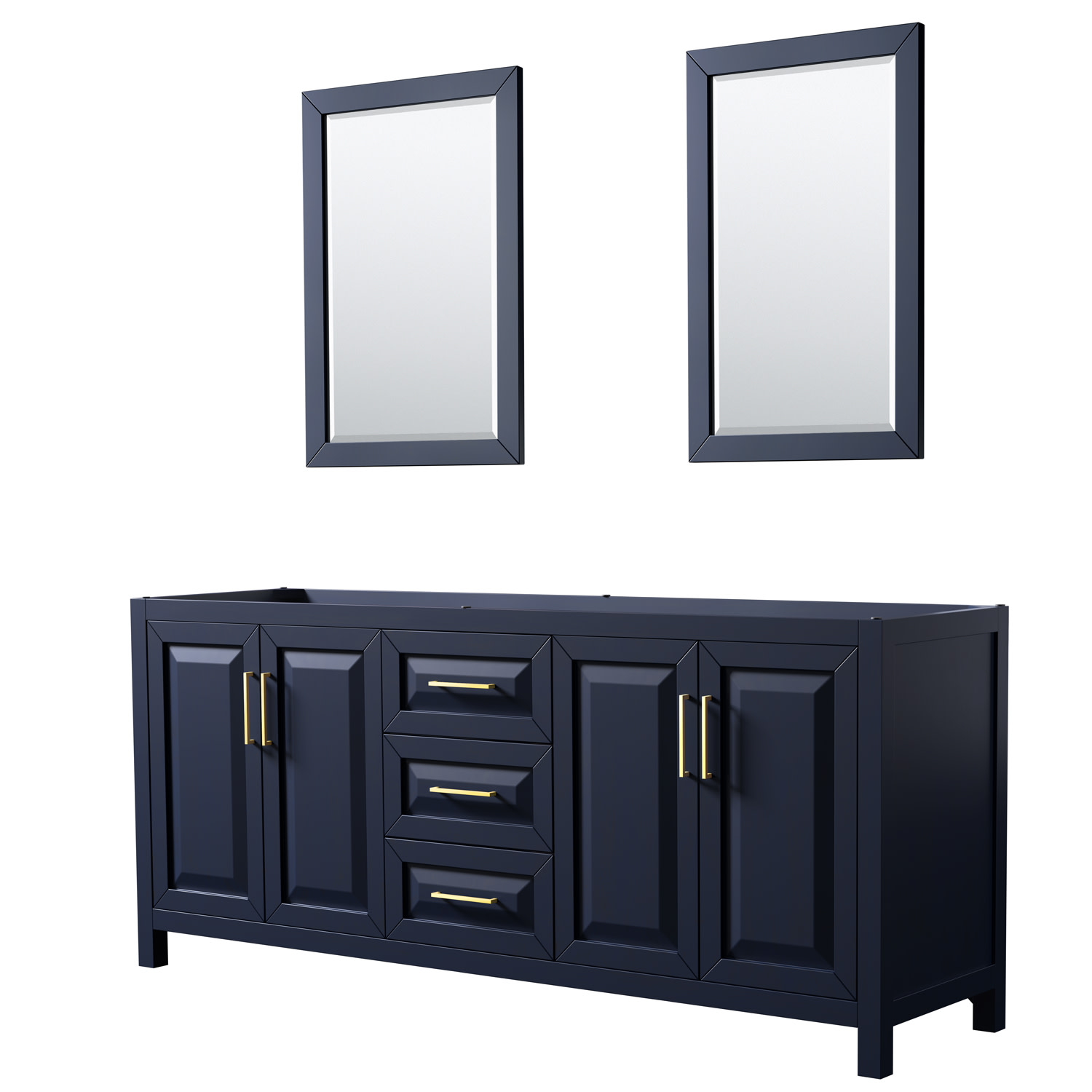 Photos - Washbasin cabinet Wyndham Collection WCV252580DCXSXXM24 Daria 79" Double Free Standing Vanity Cabinet - Less Vanity Top Dark Blue / Brushed Go 