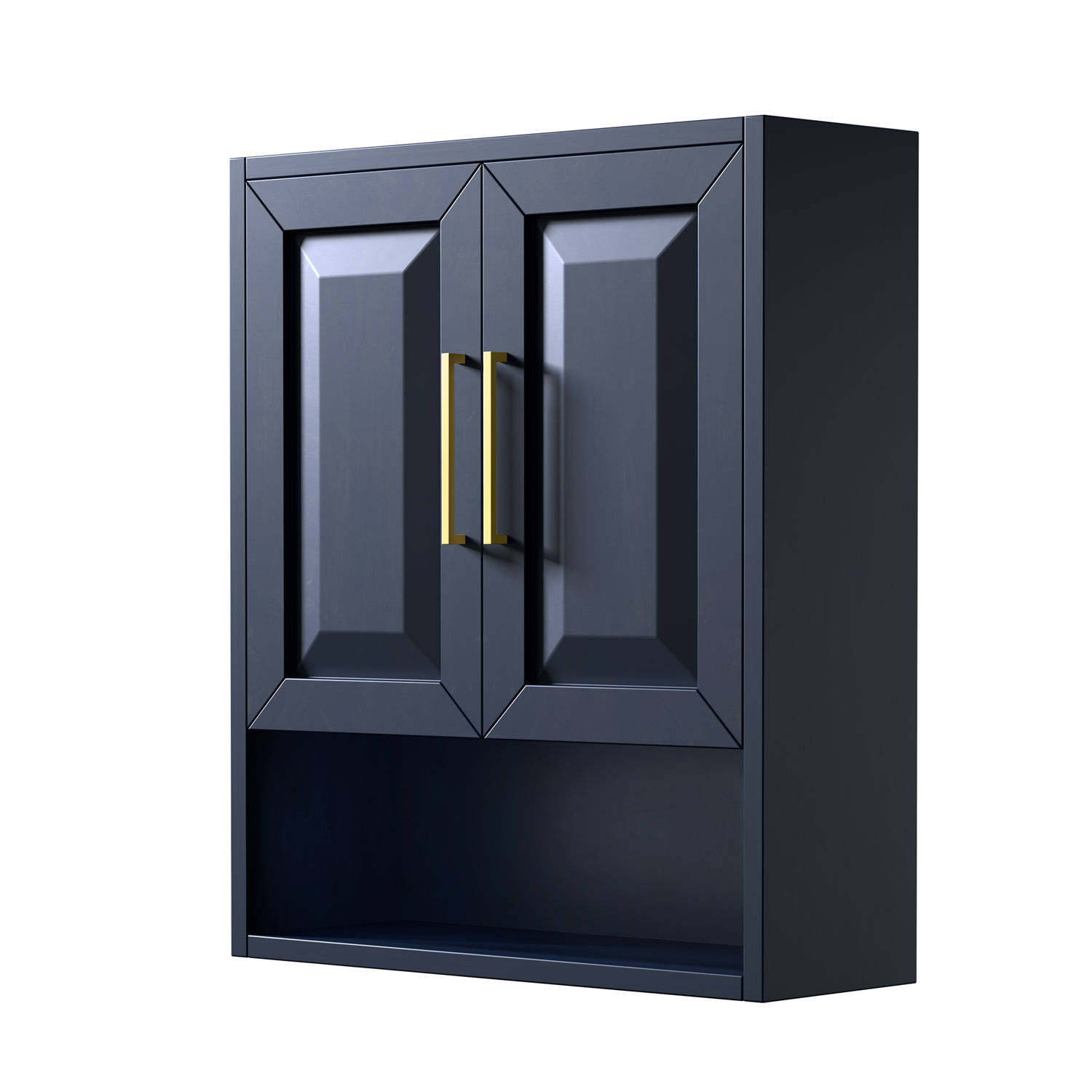 Photos - Wardrobe Wyndham Collection WCV2525WC Daria 30" MDF Wall Mounted Bathroom Cabinet Dark Blue / Brushed Gold Hardware Bathroom Cabinets 