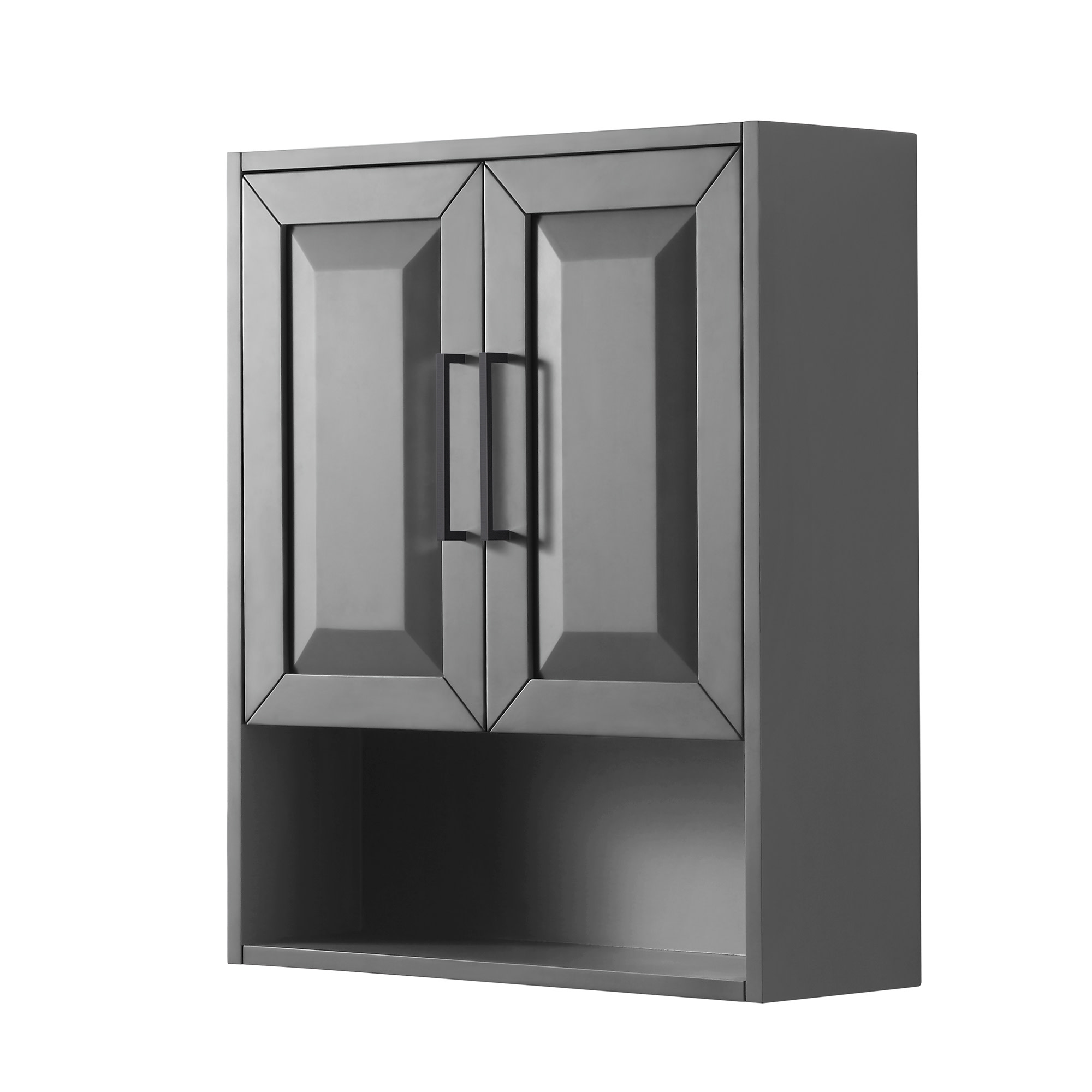Wyndham Collection WCV2525WC Daria 30" MDF Wall Mounted Bathroom Cabinet Dark Gray / Matte Black Hardware Bathroom Cabinets Wall Cabinets