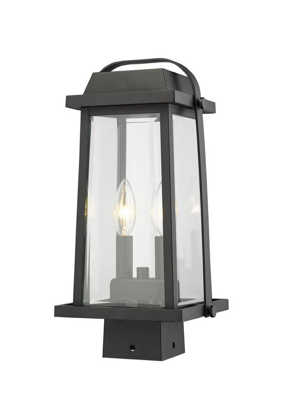 Photos - Floodlight / Street Light Z-Lite 574PHMS Millworks 2 Light 15" Tall Outdoor Single Head Post Light Black Outdoor Lighting Post Lights Post Mount Post