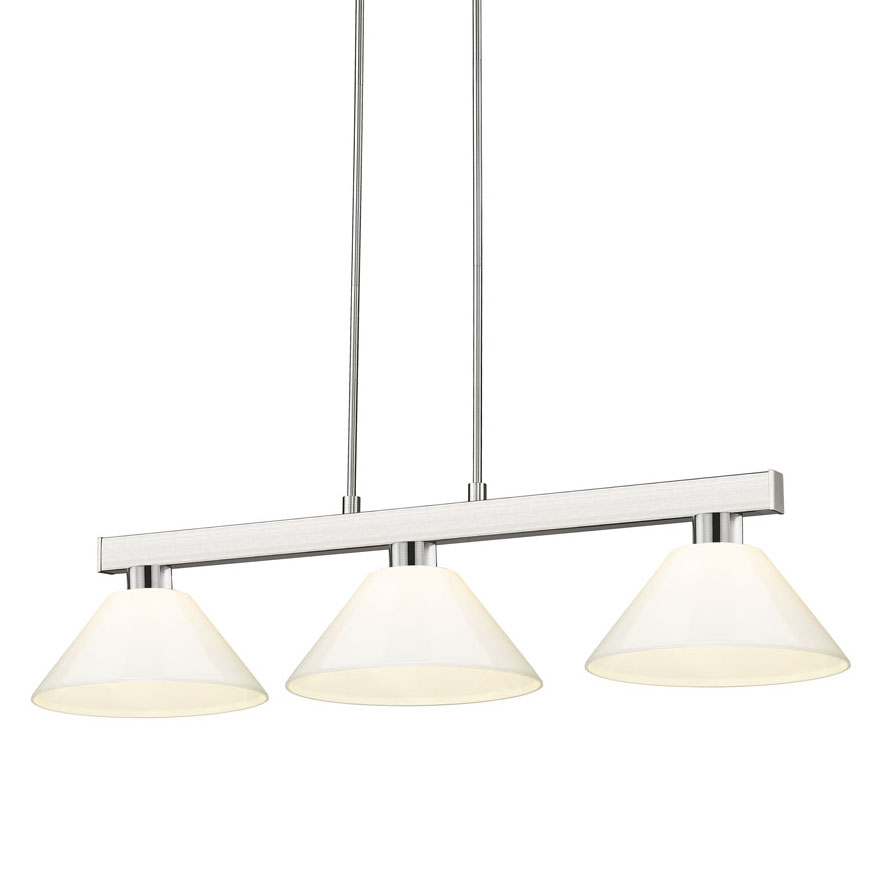 Photos - Chandelier / Lamp Z-Lite 152-PWH Cobalt 3 Light 50" Wide Linear Pendant with White Shades Brushed Nickel Indoor Lighting Pendants 152BN-PWH