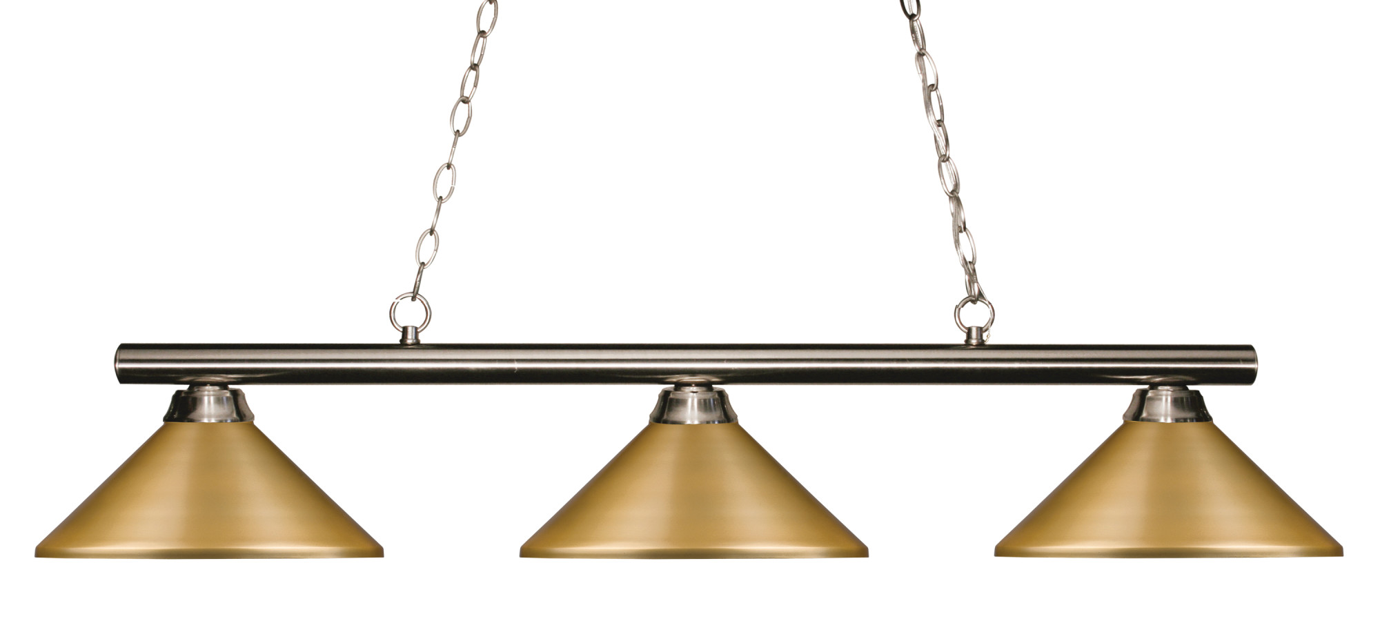 Photos - Chandelier / Lamp Sharp Z-Lite 155-3-MSG  Shooter 3 Light 48" Wide Billiard Multi Light Pendant with Satin Gold Metal Shade Brushed Nickel Indo 