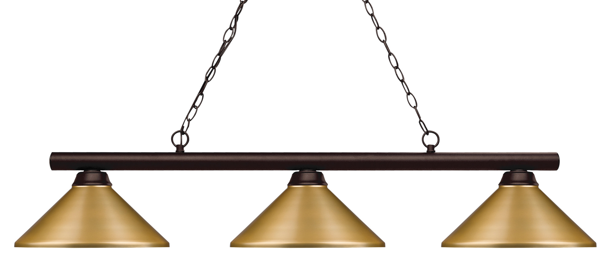Photos - Chandelier / Lamp Sharp Z-Lite 155-3-MSG Shooter 3 Light 48" Wide Billiard Multi Light Pendant with Satin Gold Metal Shade Bronze Indoor Light