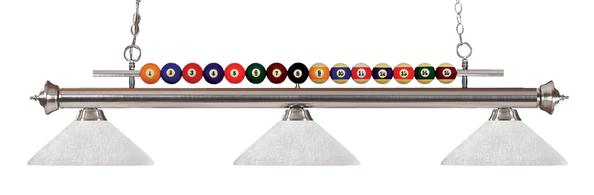 Photos - Chandelier / Lamp SHARK Z-Lite 170-AWL14  3 Light 58" Wide Billiard Chandelier with White Linen Glass Shades Brushed Nickel Indoor Lighting Cha 