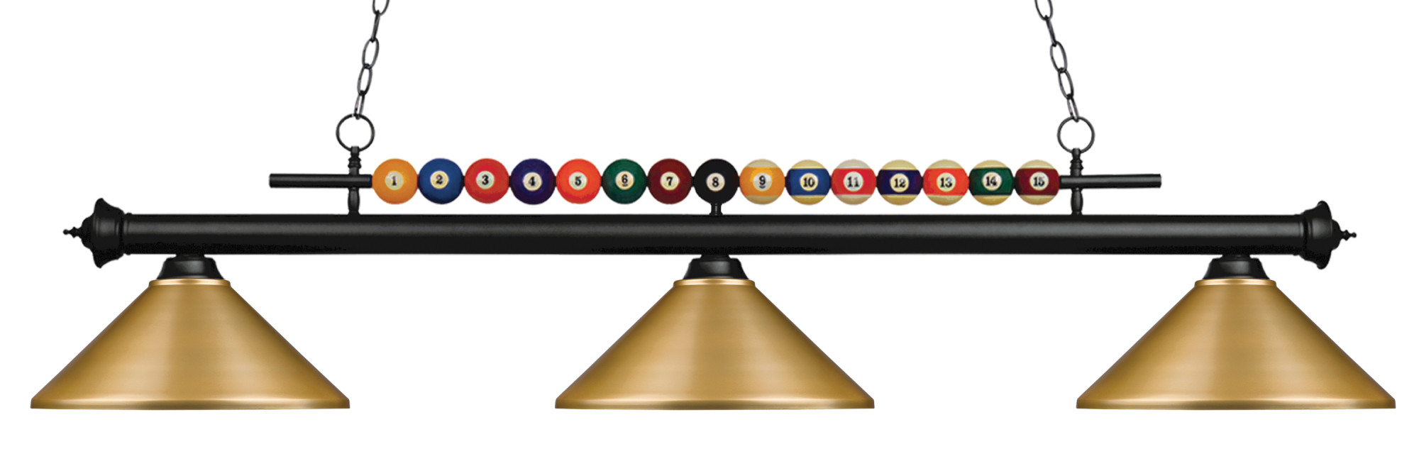 Photos - Chandelier / Lamp SHARK Z-Lite 170-MSG  3 Light 58" Wide Billiard Chandelier with Satin Gold Steel Shades Matte Black Indoor Lighting Chandelie 