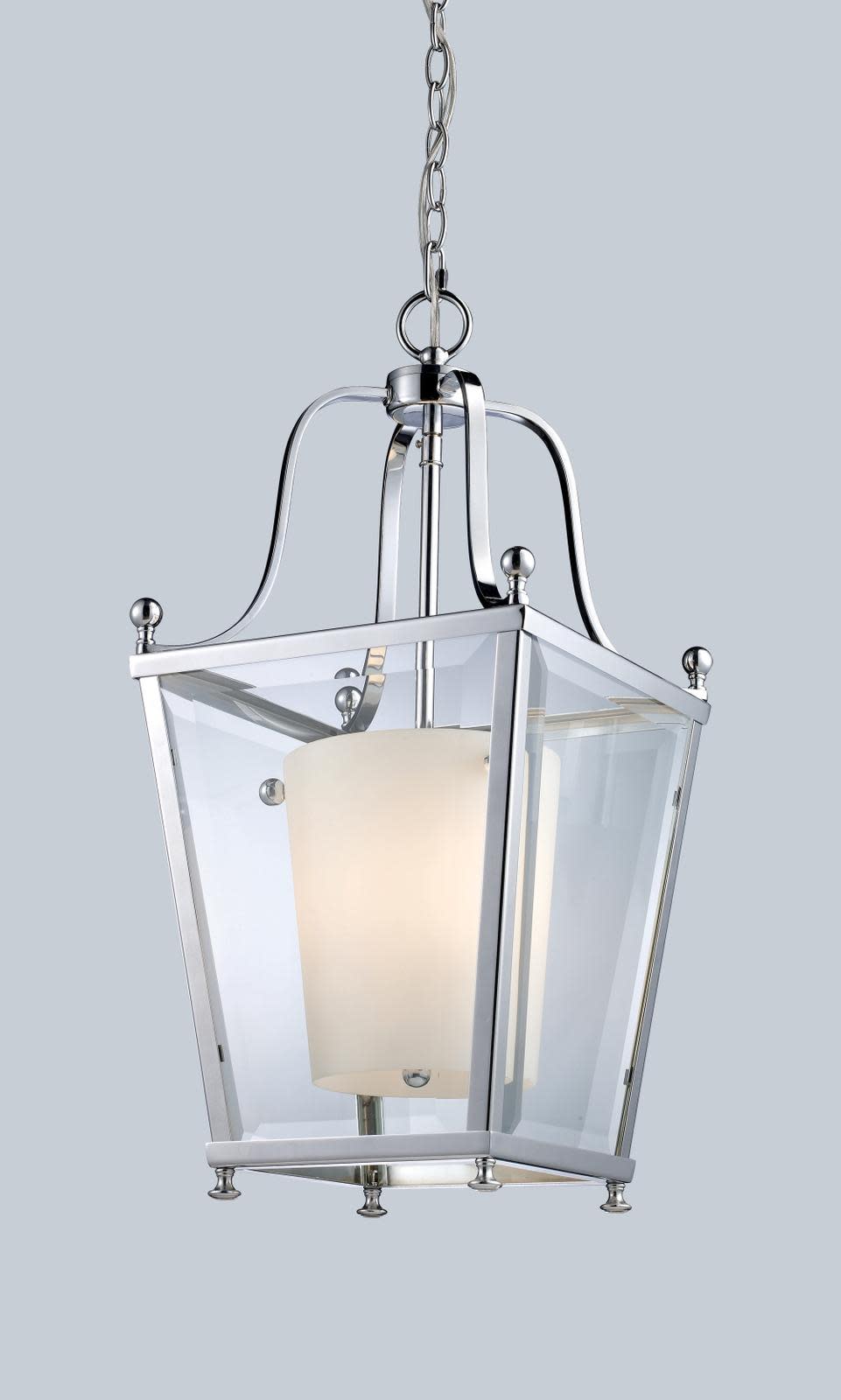 Photos - Chandelier / Lamp Ashbury Z-Lite 178-3  3 Light Full Sized Pendant with Clear Beveled Outside Glass and Matte Opal Inside Glass Shade Chrome In 