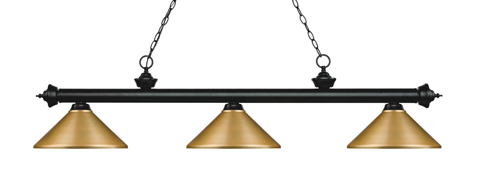 Photos - Chandelier / Lamp Riviera Z-Lite 200-3-MSG  3 Light 57" Wide Billiard Multi Light Pendant with Satin Gold Metal Shade Matte Black Indoor Lighti 