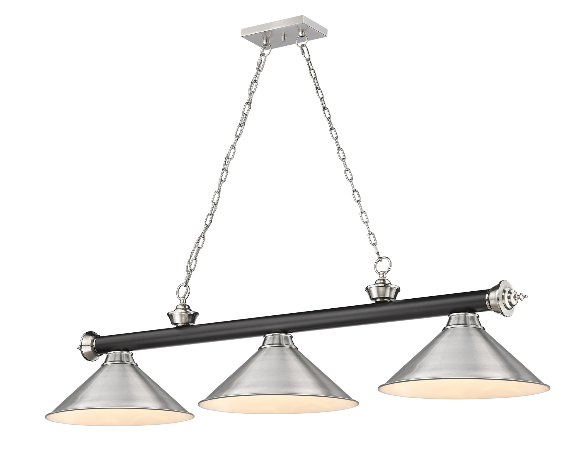 Photos - Chandelier / Lamp Wide Z-Lite 2306-3-BN15 Cordon 3 Light 14"  Billiard Chandelier with Brushed Nickel Shades Matte Black / Brushed Nickel / Bru 