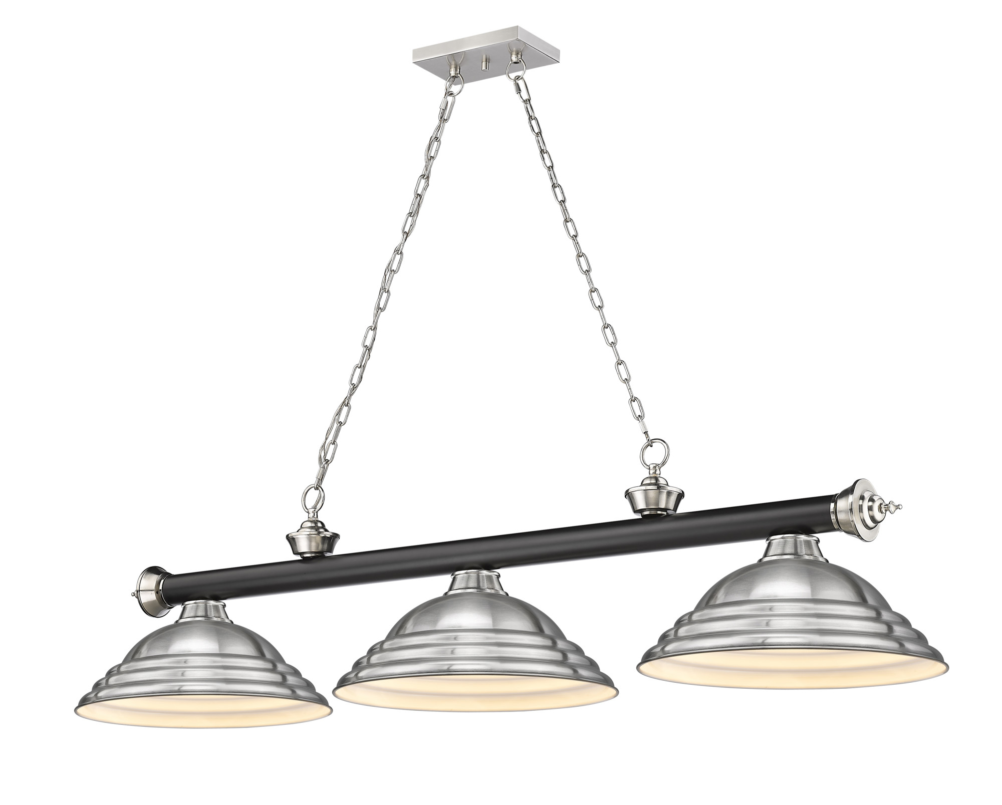 Photos - Chandelier / Lamp Wide Z-Lite 2306-3-SBN Cordon 3 Light 16"  Billiard Chandelier with Brushed Nickel Shades Matte Black / Brushed Nickel / Brus 