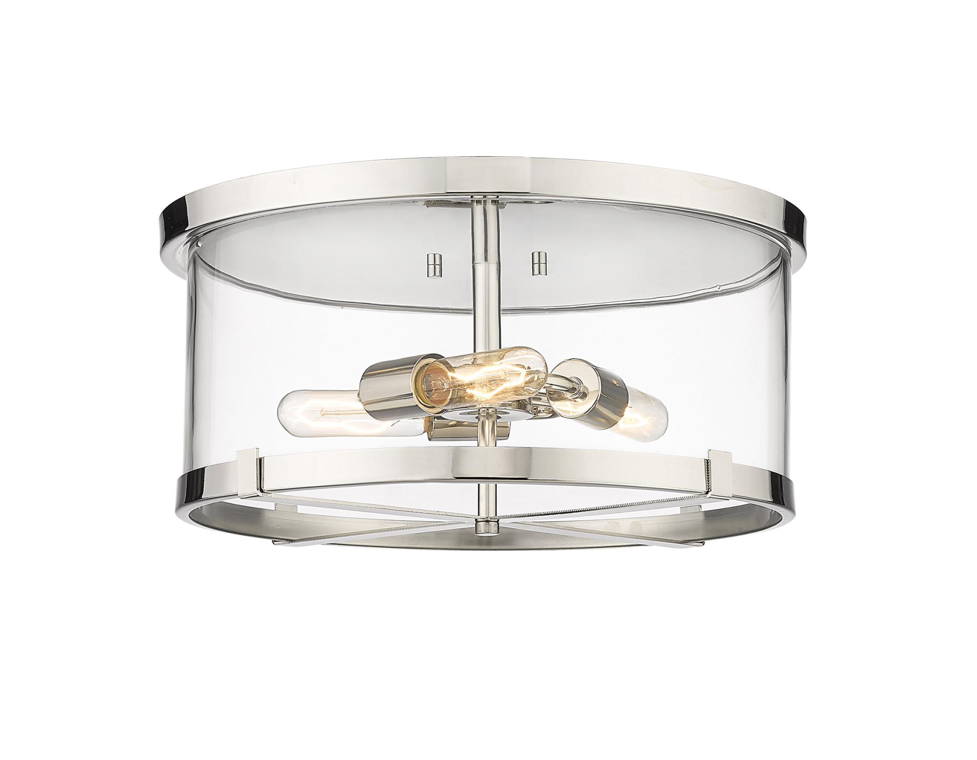 Photos - Chandelier / Lamp Callista Z-Lite 3032F  3 Light 8" Wide Flush Mount Drum Ceiling Fixture Polished Nickel Indoor Lighting Ceiling Fixtures Flus 