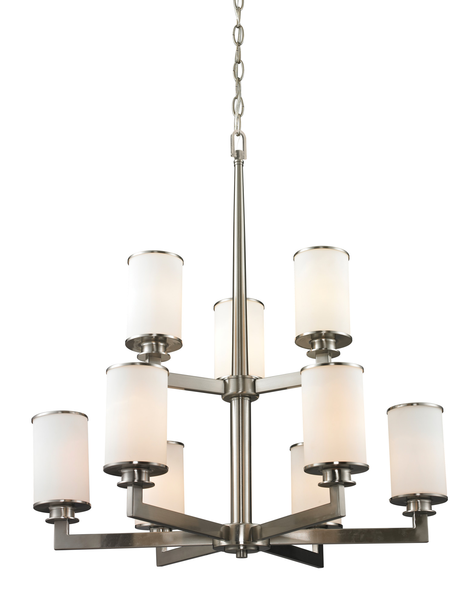 Photos - Chandelier / Lamp Savannah Z-Lite 412-9 9 Light 2 Tier Chandelier with Matte Opal Shade Brushed Nickel Indoor Lighting Chandeliers