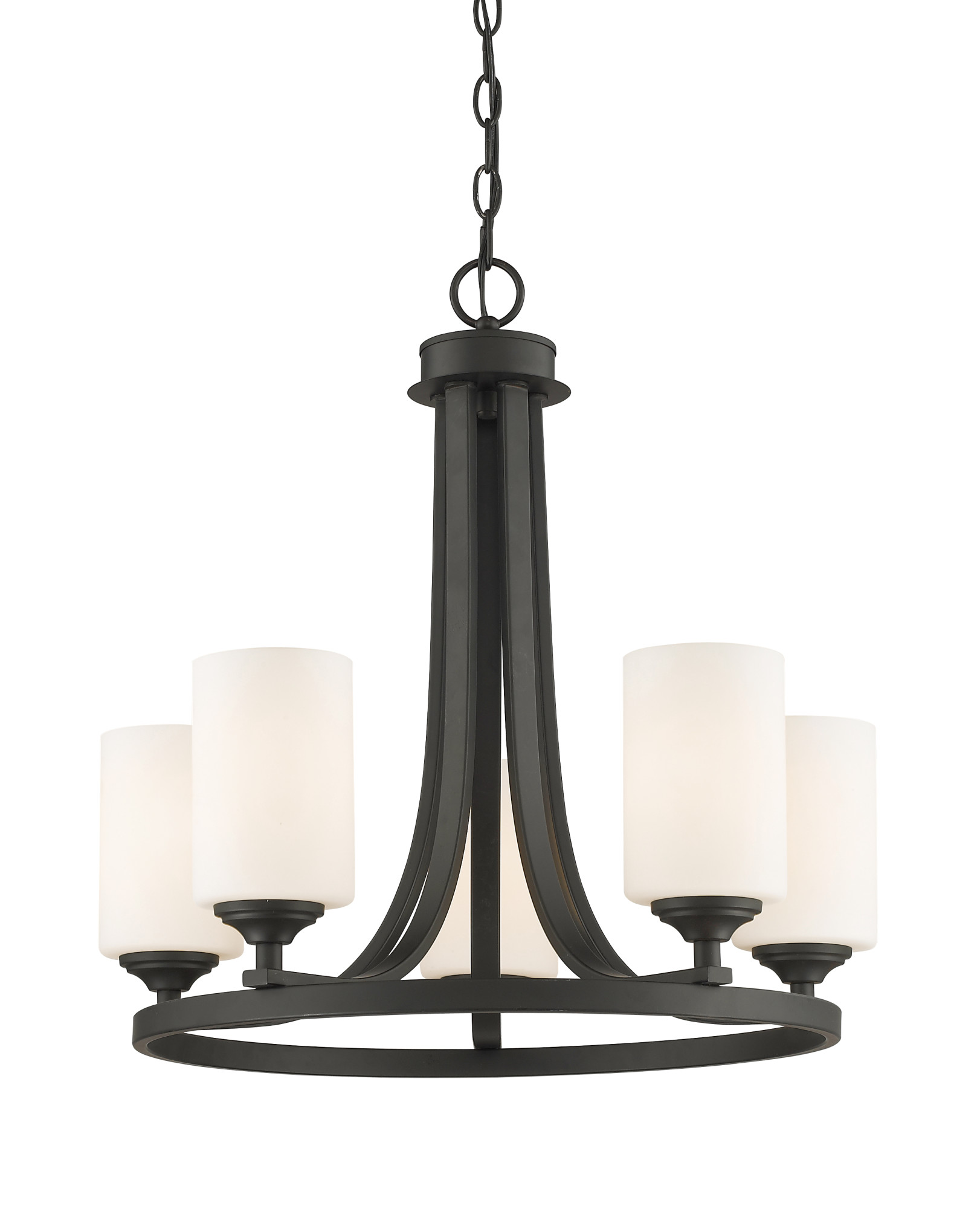 Photos - Chandelier / Lamp Bordeaux Z-Lite 435-5  5 Light Chandelier with Matte Opal Glass Shade Bronze Indoor Lighting Chandeliers 435-5BRZ 