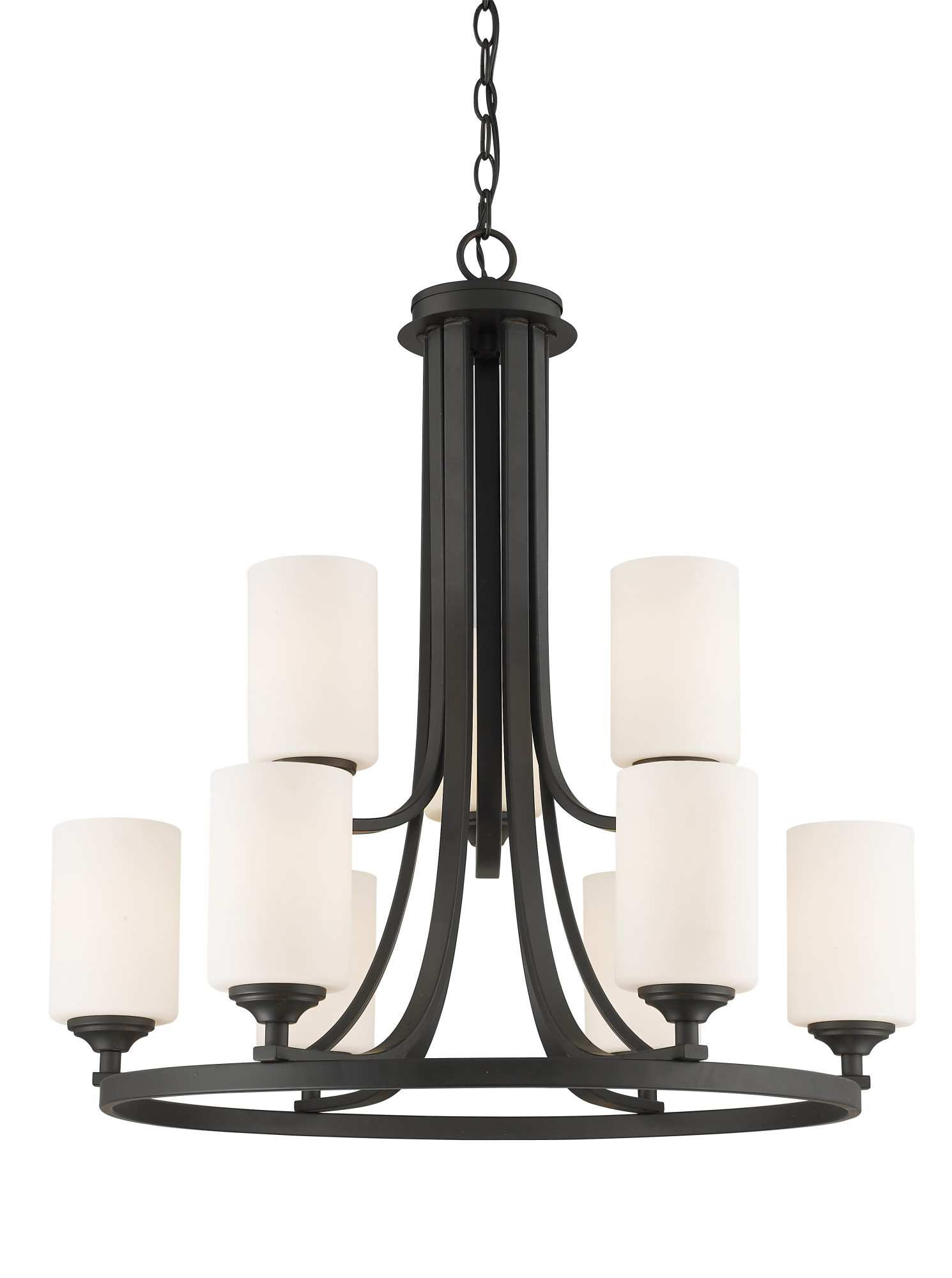 Photos - Chandelier / Lamp Bordeaux Z-Lite 435-9  9 Light Chandelier with Matte Opal Glass Shade Bronze Indoor Lighting Chandeliers 435-9BRZ 