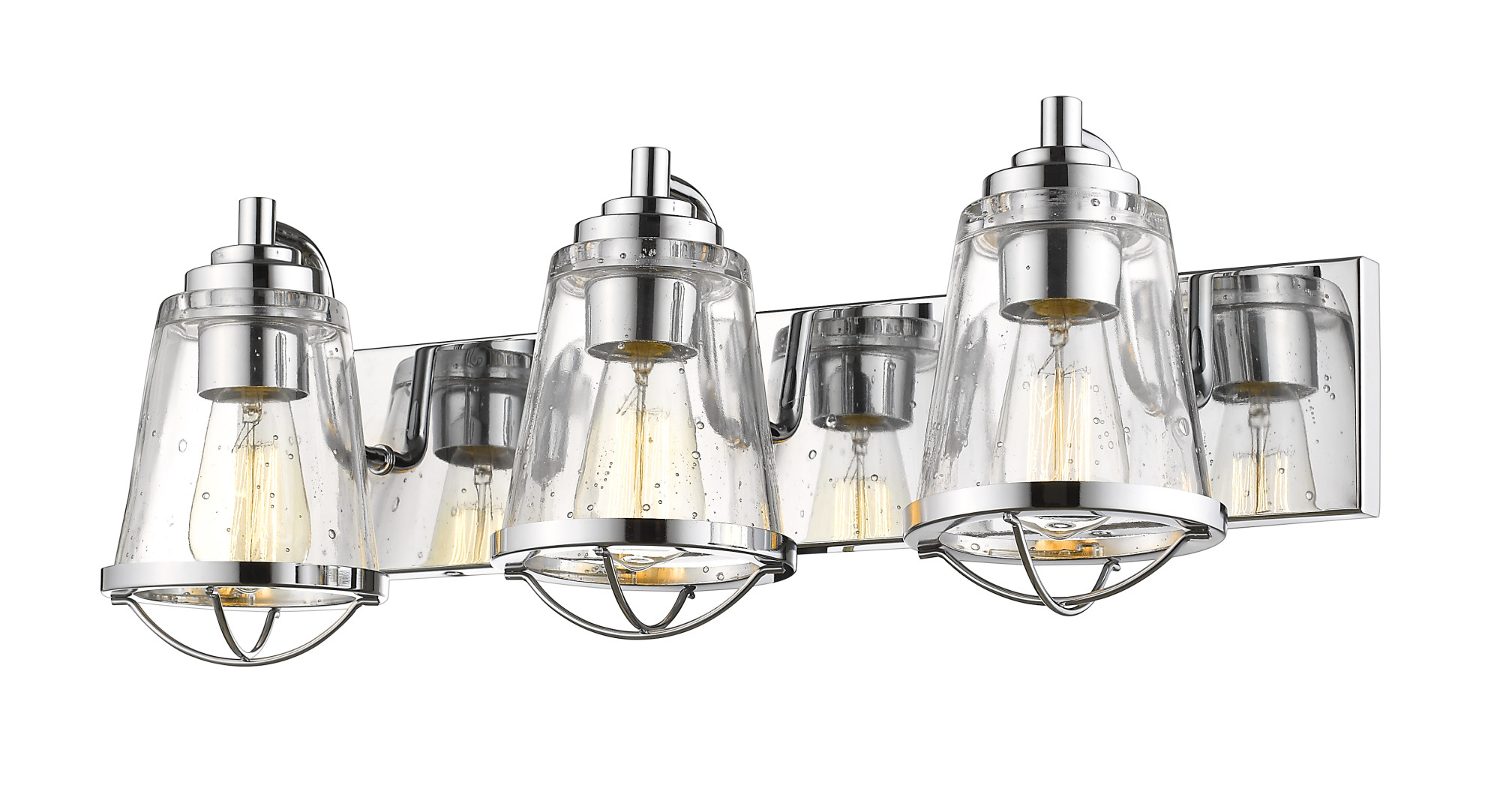 Photos - Chandelier / Lamp Z-Lite 444-3V Mariner 24" Wide Bathroom Light with Seedy Glass Chrome Indoor Lighting Bathroom Fixtures Vanity Light 444-3V