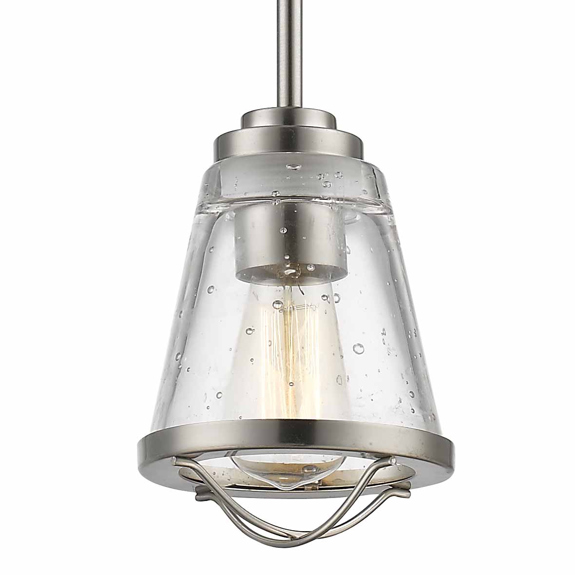 Photos - Chandelier / Lamp Z-Lite 444MP Mariner 5-1/2" Wide Mini Pendant with Seedy Glass Brushed Nickel Indoor Lighting Pendants 444MP-BN