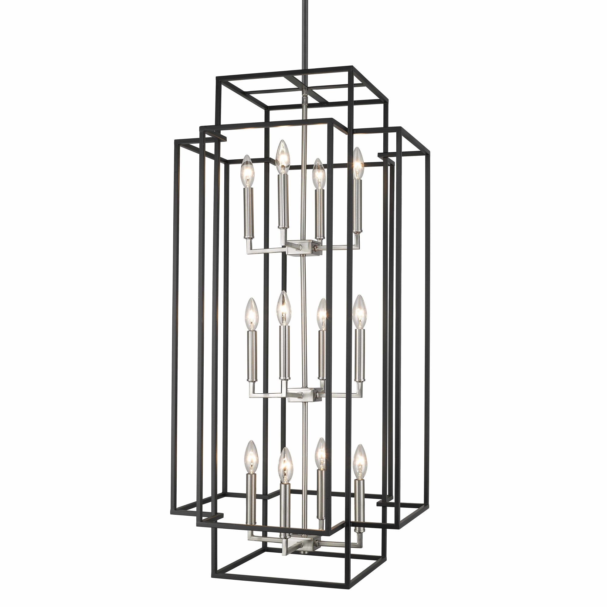 Photos - Chandelier / Lamp Titania Z-Lite 454-42  12 Light 20" Wide Taper Candle Chandelier Black / Brushed Nickel Indoor Lighting Chandeliers 454-42BK 