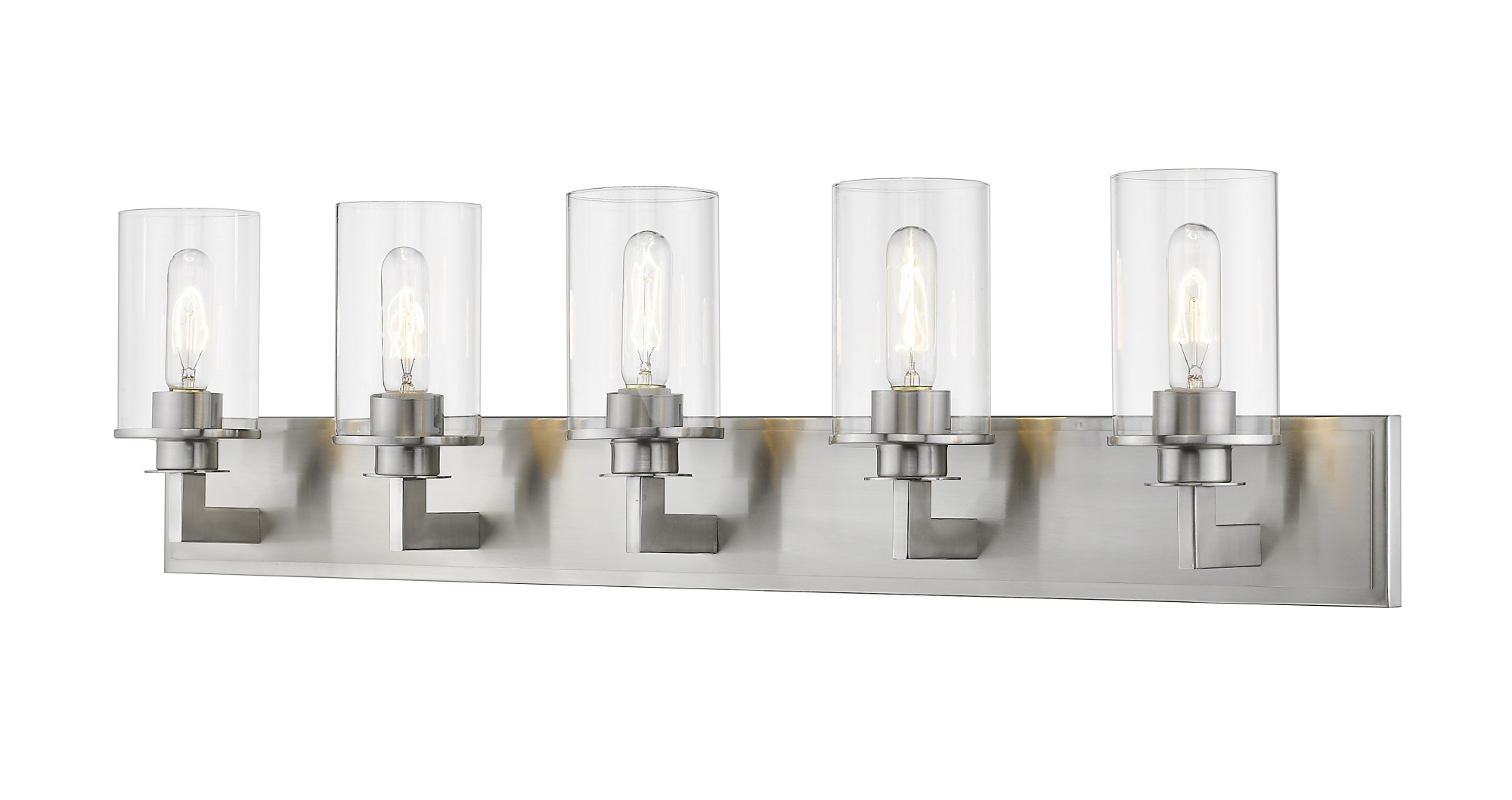 Photos - Chandelier / Lamp Savannah Z-Lite 462-5V  5 Light 39" Wide Vanity Light with Clear Glass Shades Brushed Nickel Indoor Lighting Bathroom Fixture 