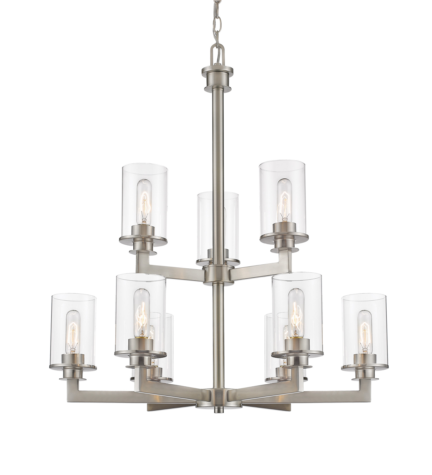Photos - Chandelier / Lamp Savannah Z-Lite 462-9  9 Light 29" Wide Chandelier with Clear Glass Shades Brushed Nickel Indoor Lighting Chandeliers 462-9BN 